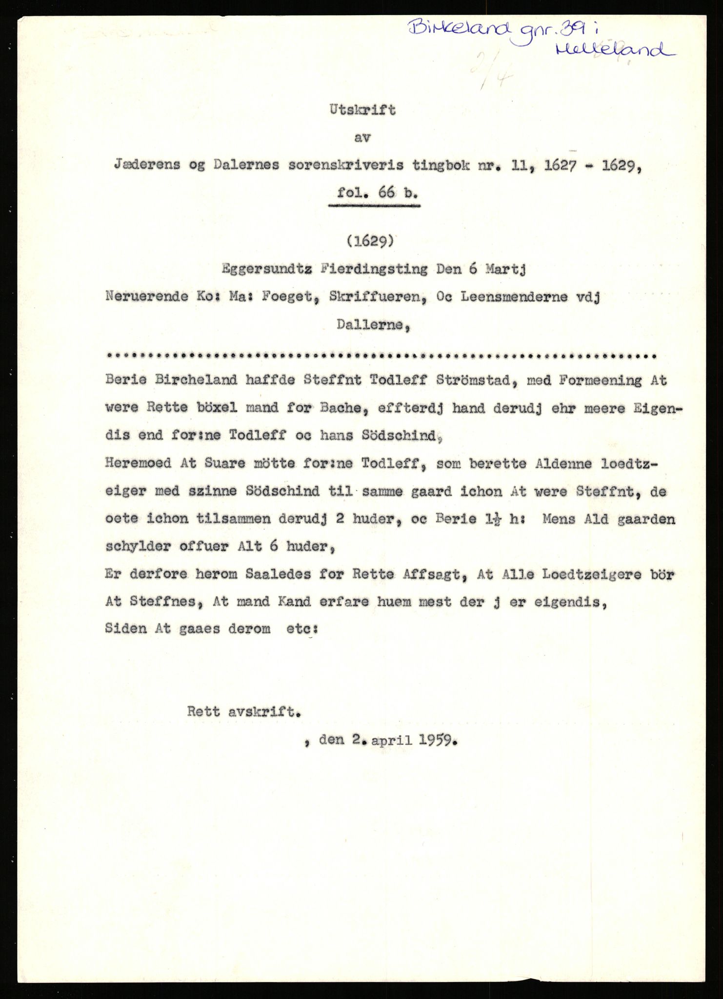 Statsarkivet i Stavanger, AV/SAST-A-101971/03/Y/Yj/L0007: Avskrifter sortert etter gårdsnavn: Berekvam - Birkeland, 1750-1930, p. 673