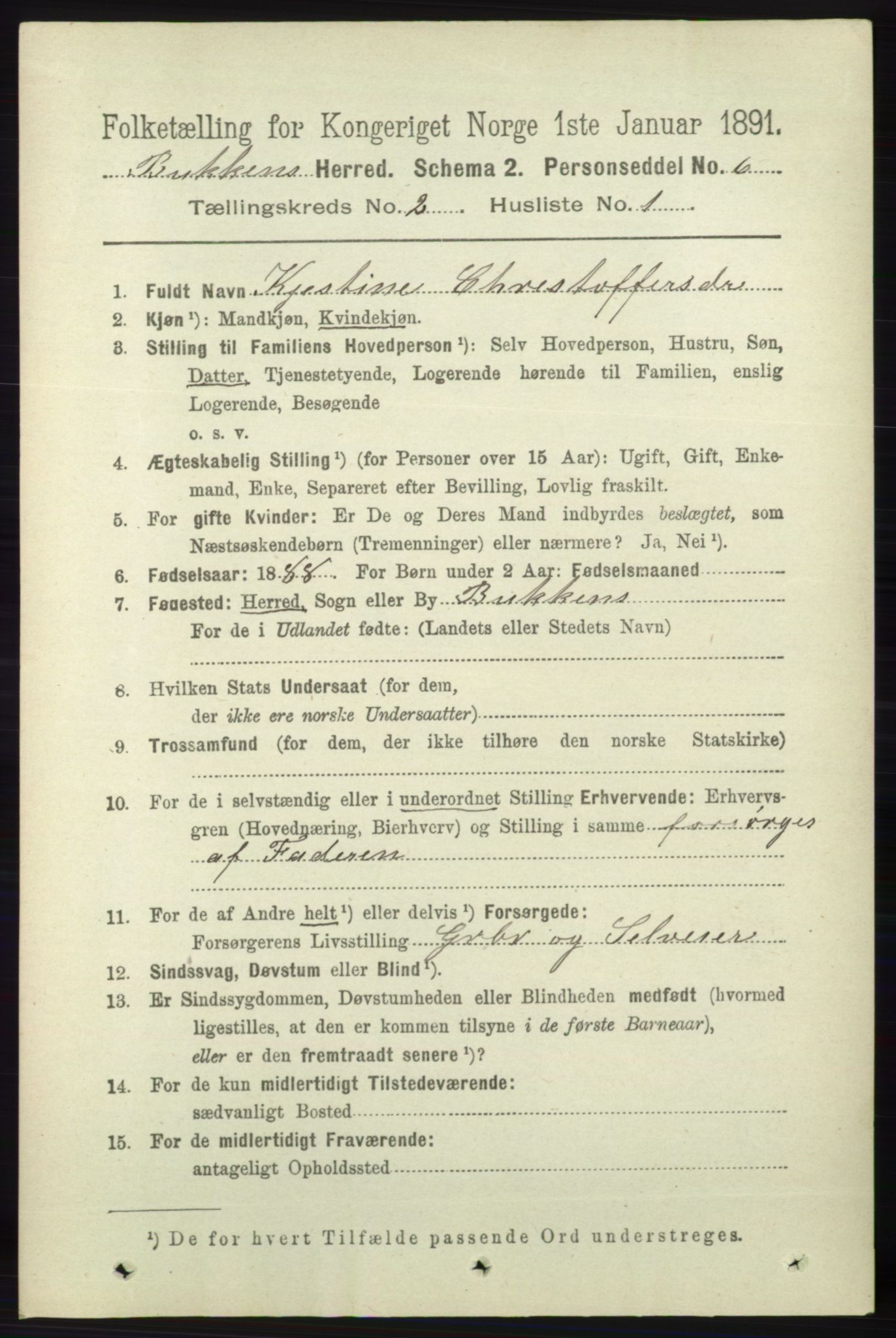 RA, 1891 census for 1145 Bokn, 1891, p. 351