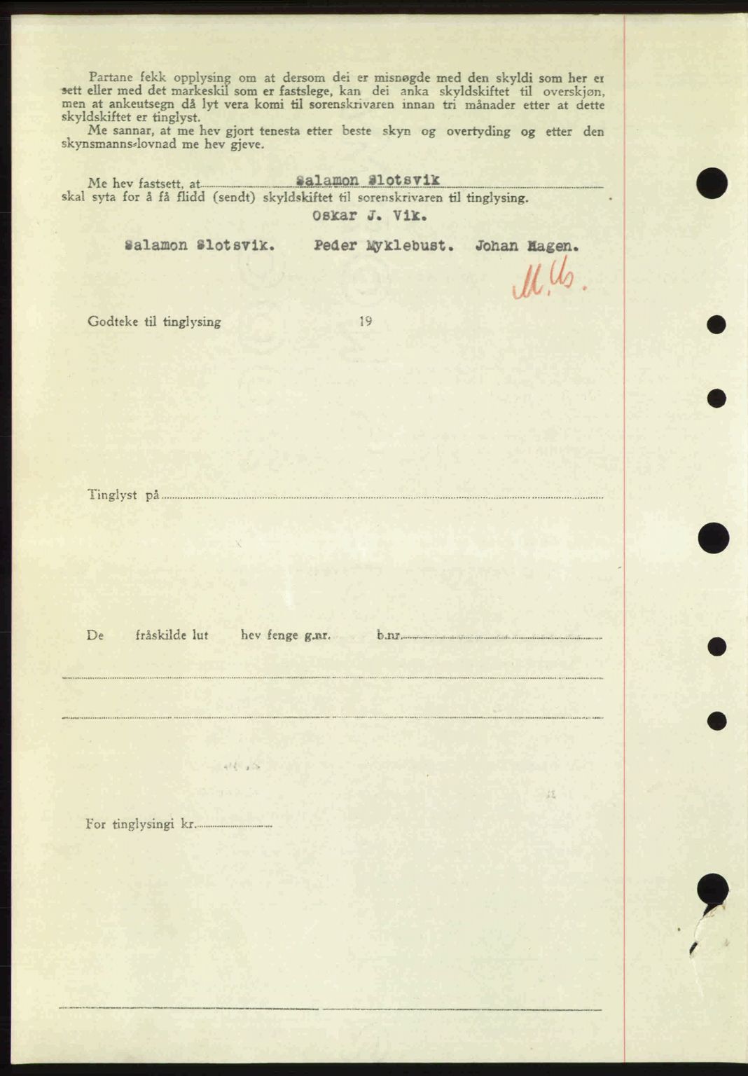 Nordre Sunnmøre sorenskriveri, AV/SAT-A-0006/1/2/2C/2Ca: Mortgage book no. A25, 1947-1947, Diary no: : 1437/1947