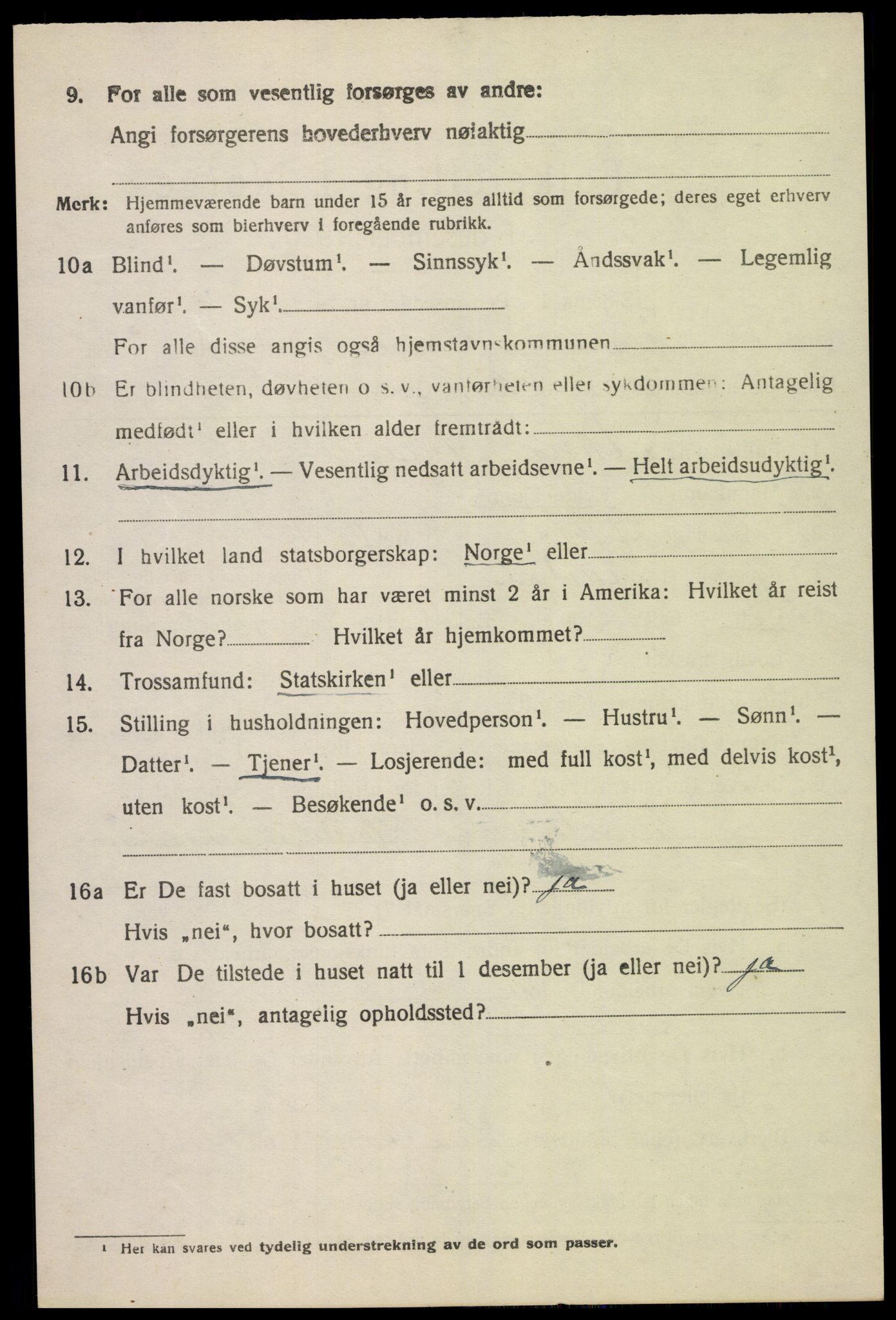 SAK, 1920 census for Austad, 1920, p. 2296