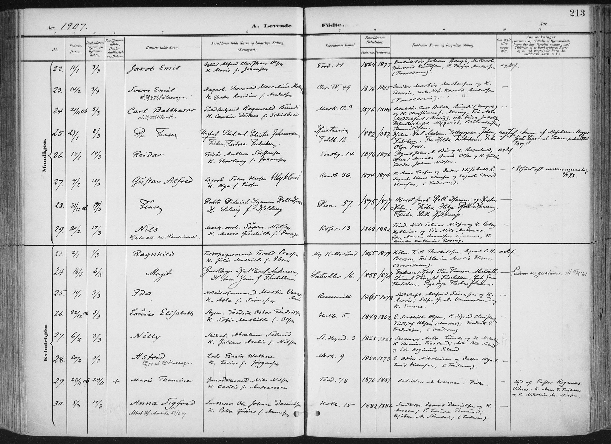 Kristiansand domprosti, AV/SAK-1112-0006/F/Fa/L0021: Parish register (official) no. A 20, 1898-1908, p. 213