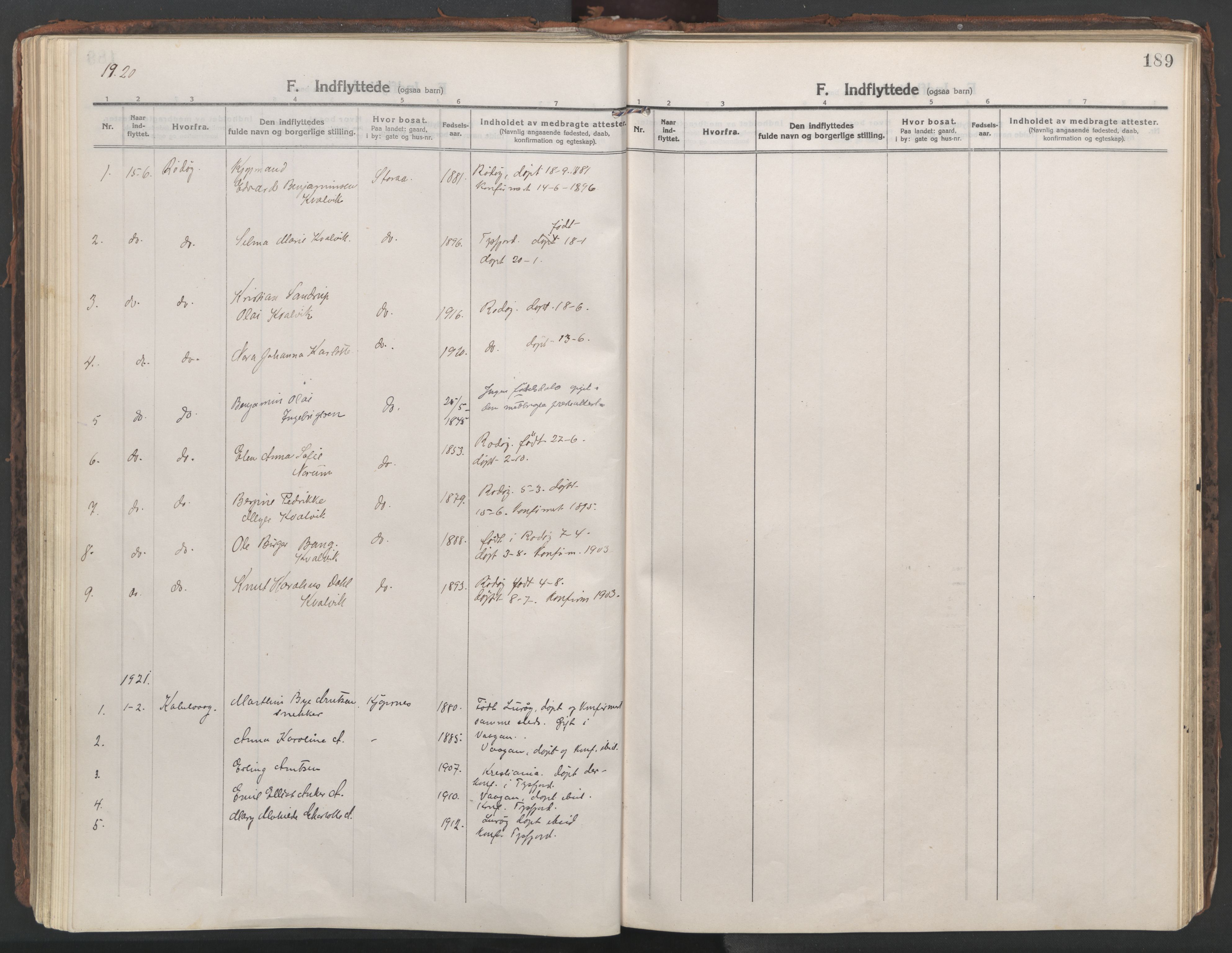 Ministerialprotokoller, klokkerbøker og fødselsregistre - Nordland, AV/SAT-A-1459/861/L0872: Parish register (official) no. 861A07, 1915-1924, p. 189