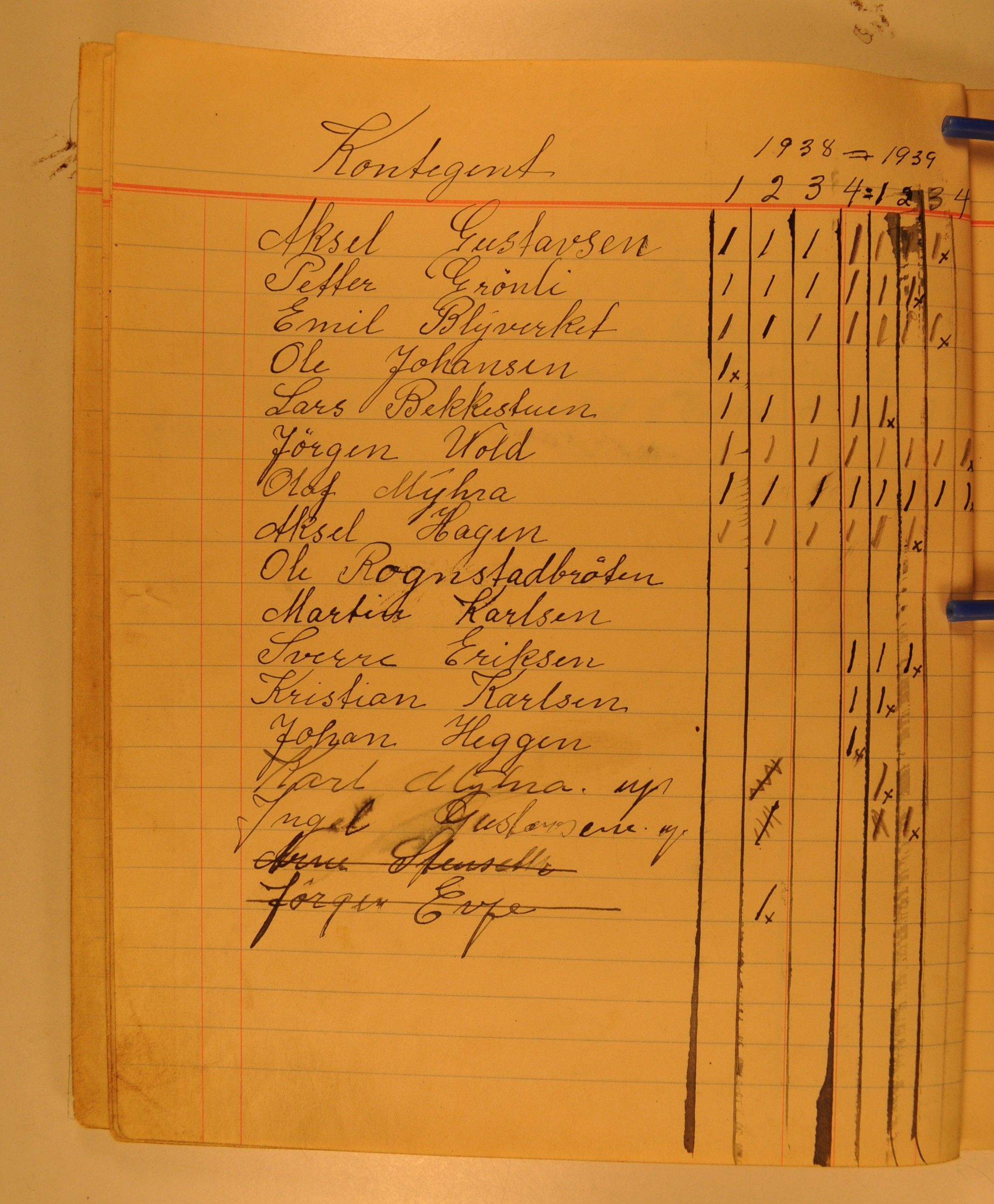 Harestua Arbeiderforening, OARM/H-A-00388/P/L0003/0001: Medlemsfortegnelser / Medlemslister, 1928-1940