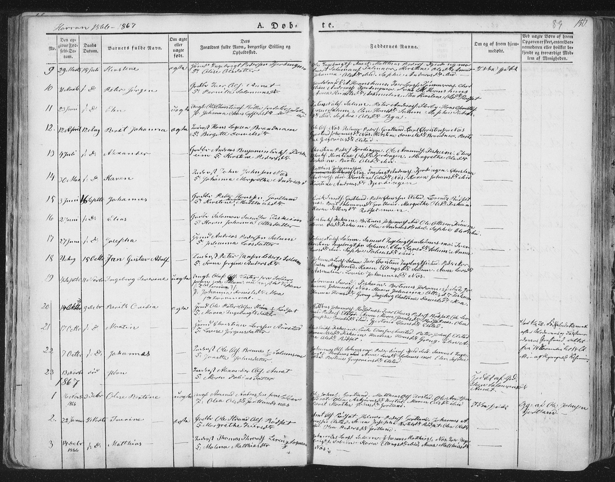 Ministerialprotokoller, klokkerbøker og fødselsregistre - Nord-Trøndelag, AV/SAT-A-1458/758/L0513: Parish register (official) no. 758A02 /3, 1839-1868, p. 89