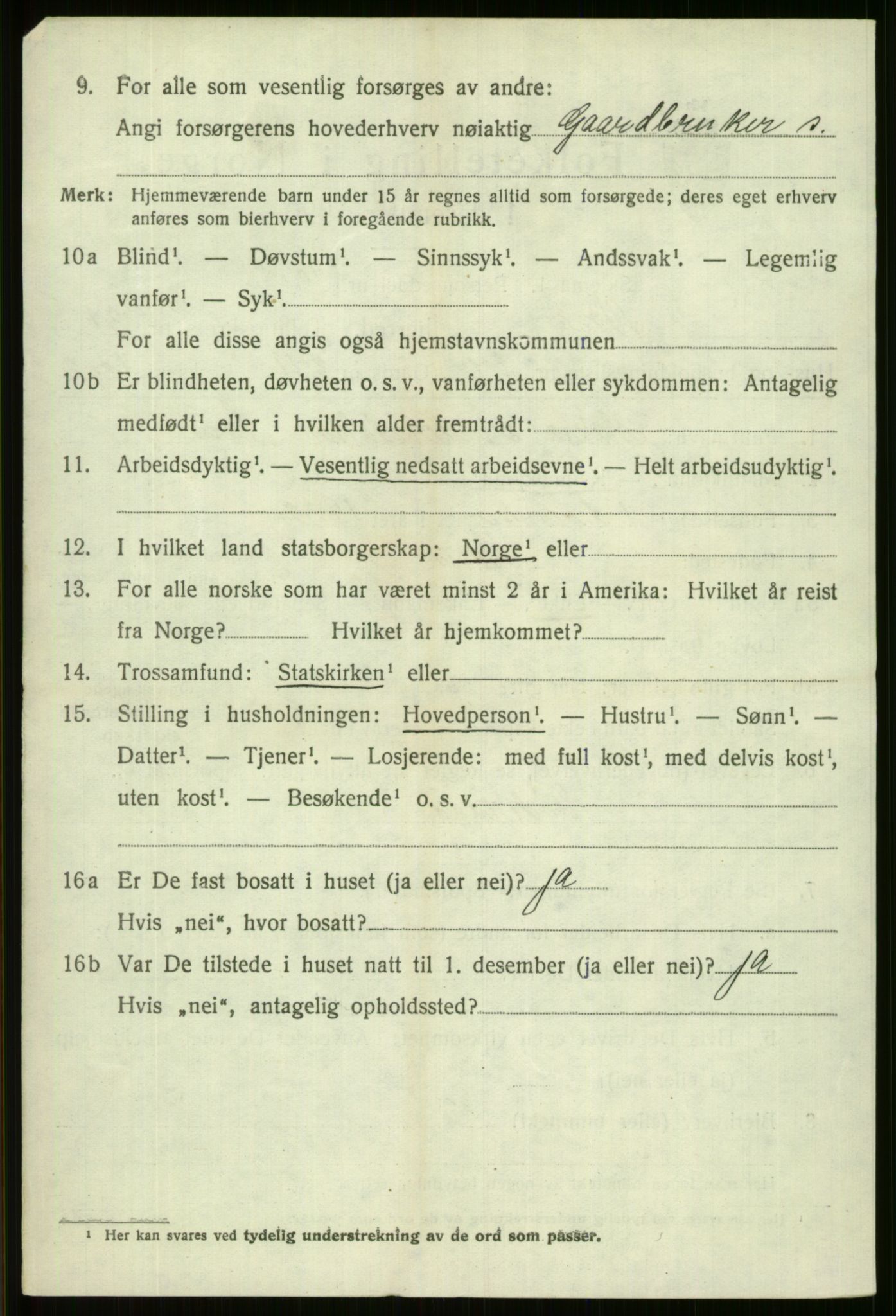 SAB, 1920 census for Voss, 1920, p. 20320