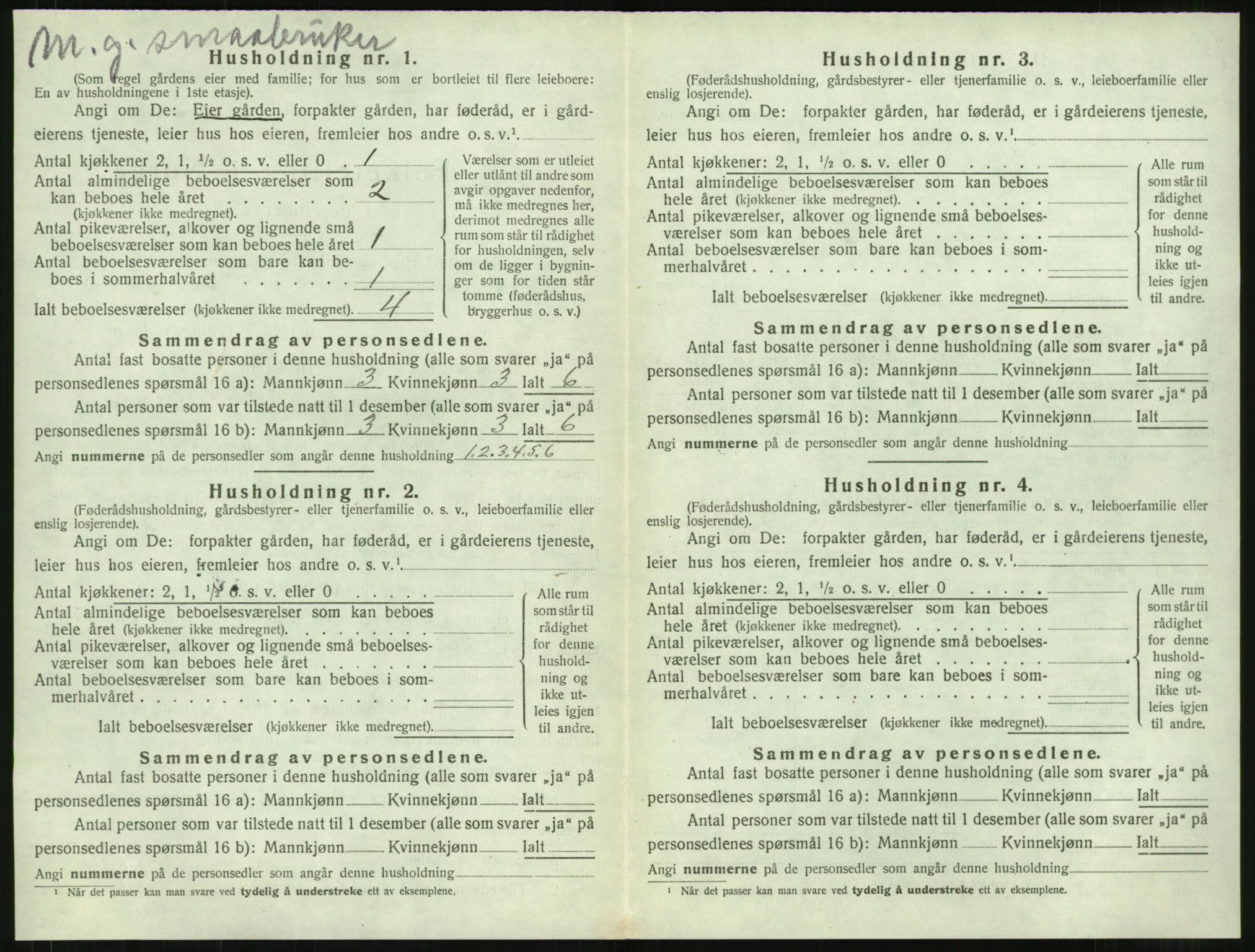 SAT, 1920 census for Vestnes, 1920, p. 1018