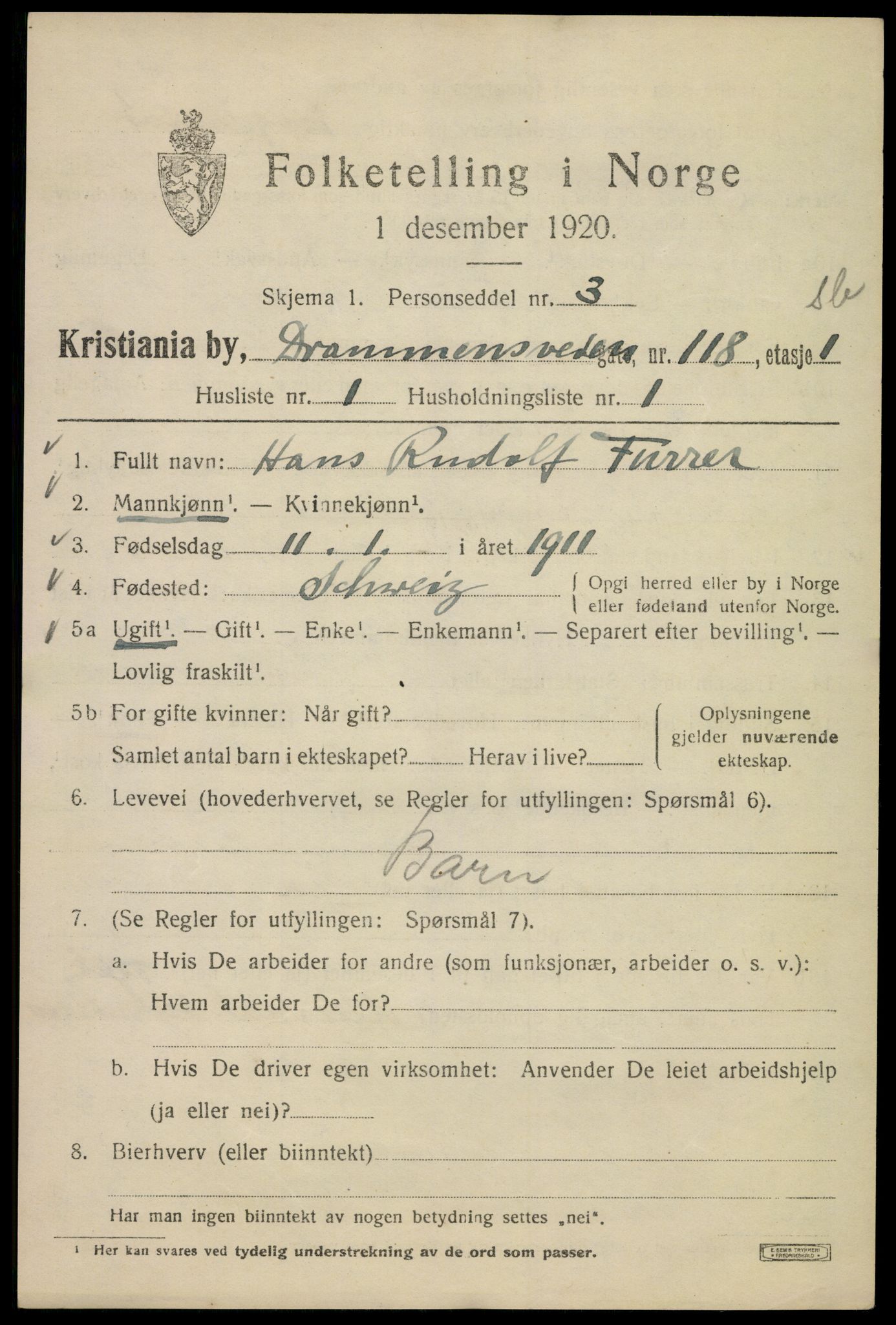 SAO, 1920 census for Kristiania, 1920, p. 203405