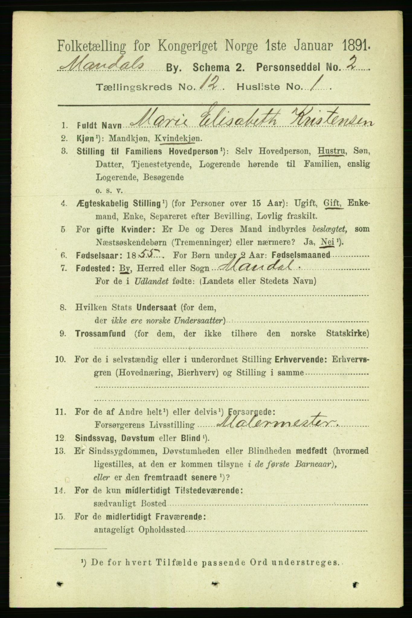 RA, 1891 census for 1002 Mandal, 1891, p. 2891