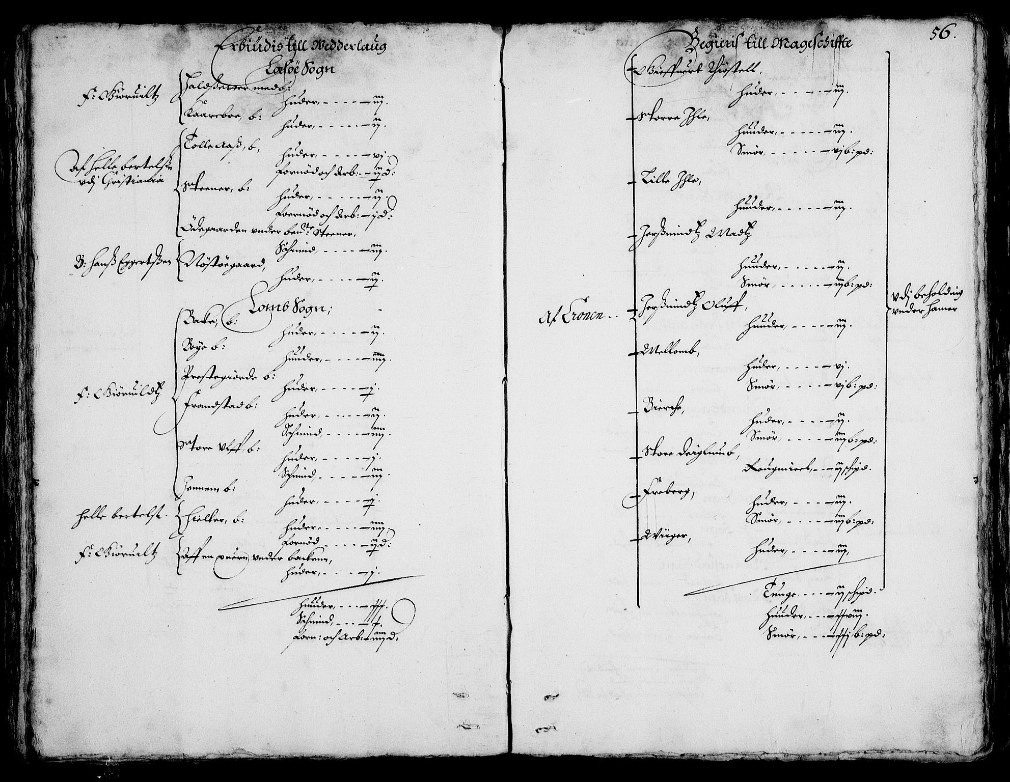 Rentekammeret inntil 1814, Realistisk ordnet avdeling, AV/RA-EA-4070/On/L0001/0002: Statens gods / [Jj 2]: Jordebok og forklaring over atkomstene til Hannibal Sehesteds gods, 1651, p. 55b-56a