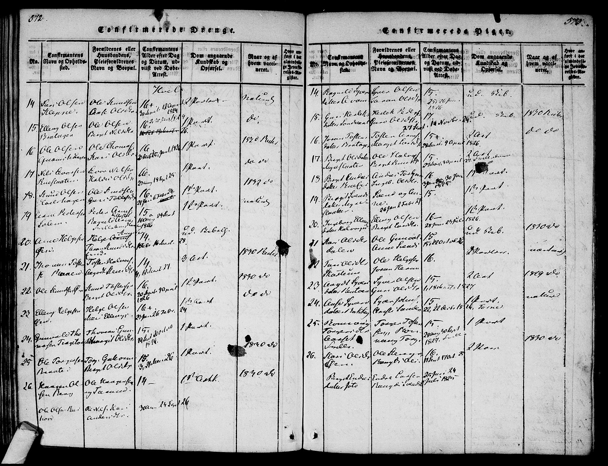 Ål kirkebøker, AV/SAKO-A-249/F/Fa/L0004: Parish register (official) no. I 4, 1815-1825, p. 572-573