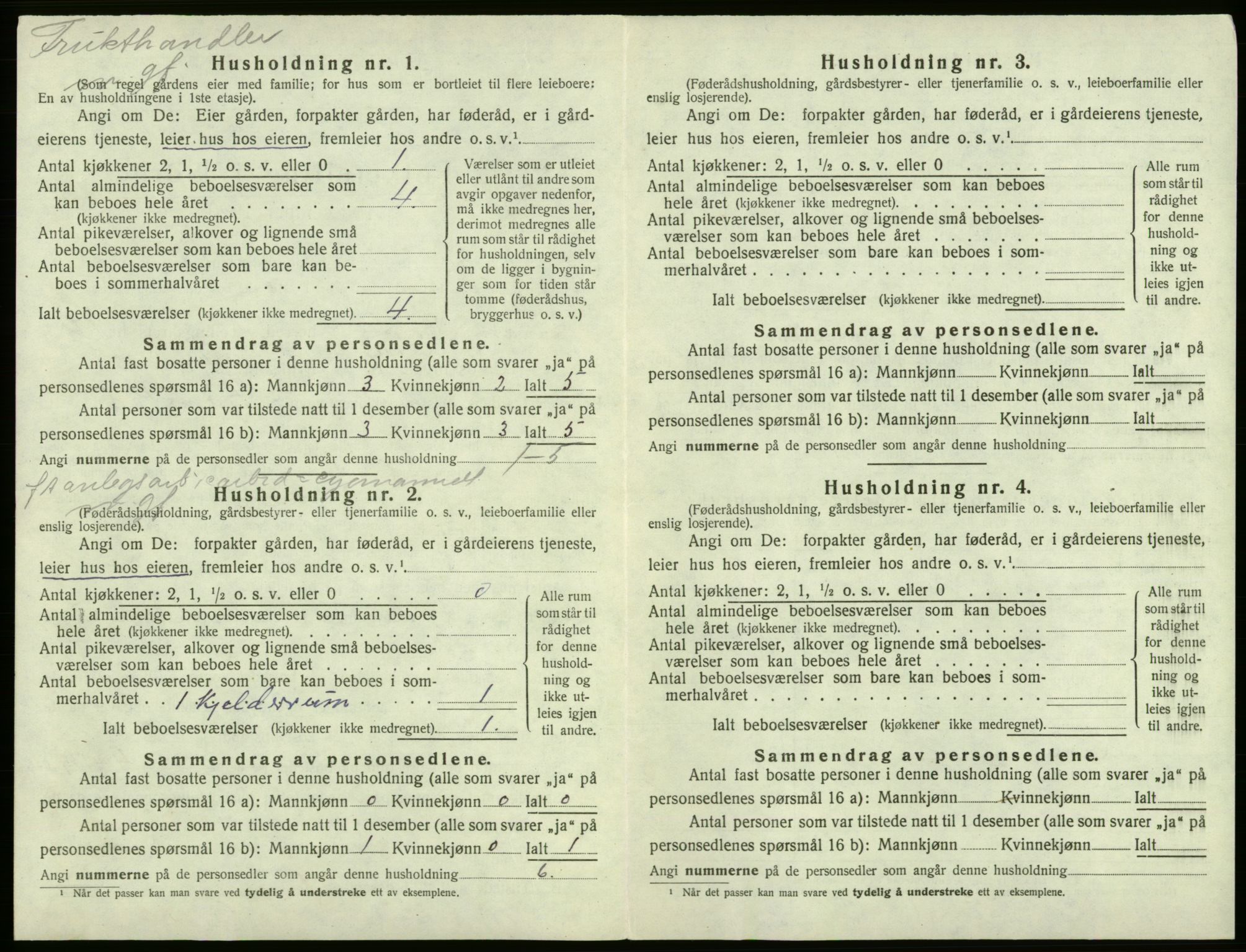 SAB, 1920 census for Kvam, 1920, p. 1311