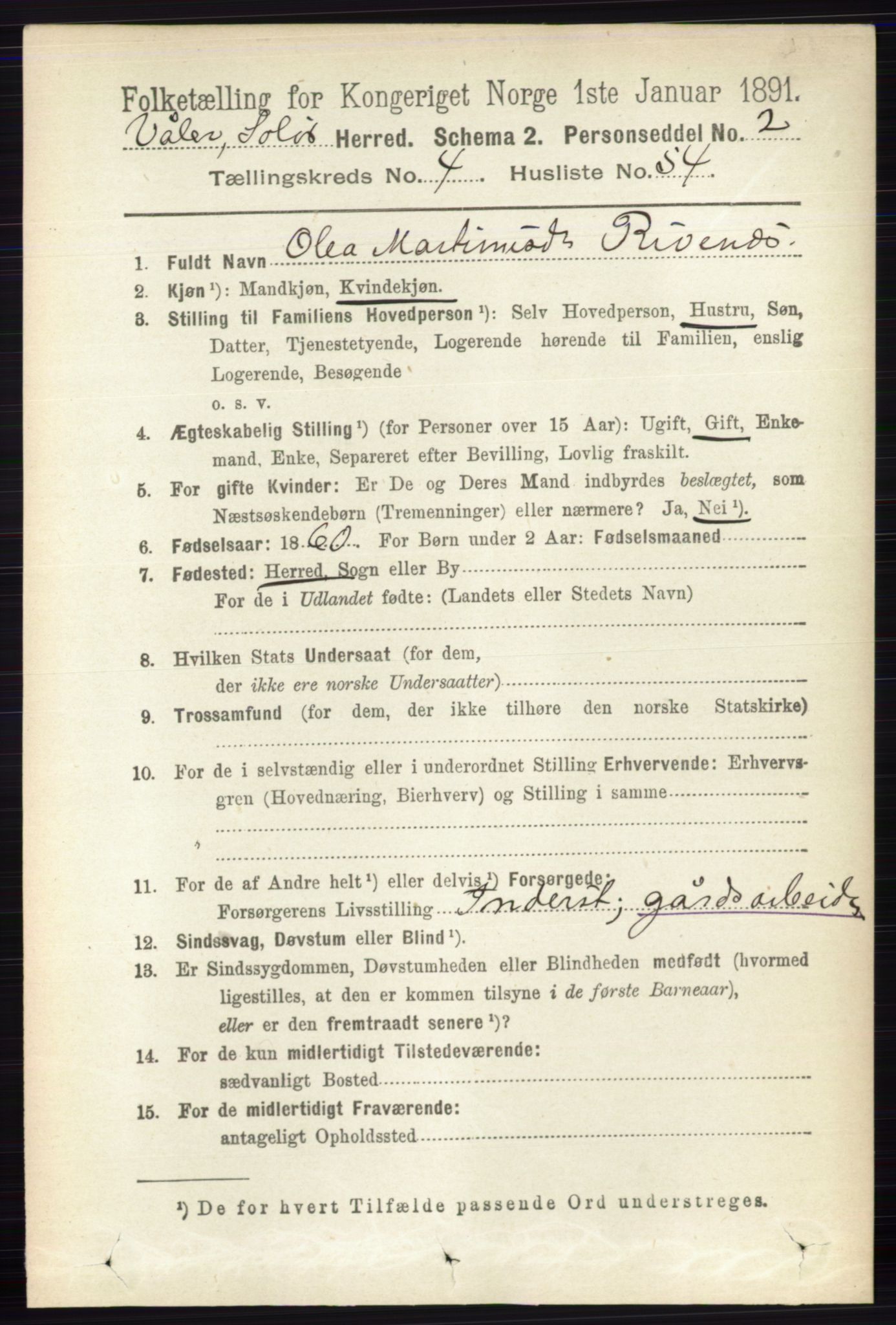 RA, 1891 census for 0426 Våler, 1891, p. 1795