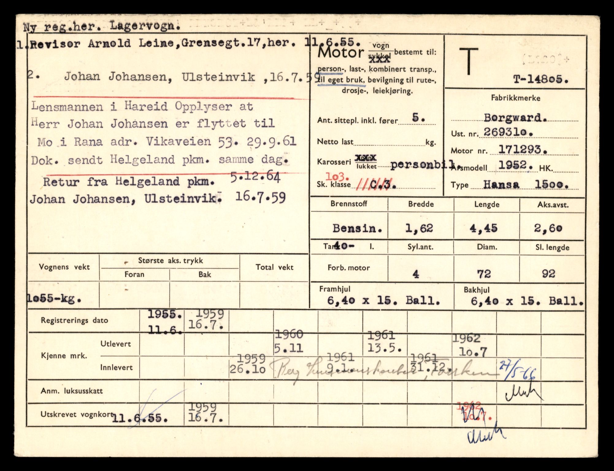 Møre og Romsdal vegkontor - Ålesund trafikkstasjon, AV/SAT-A-4099/F/Fe/L0048: Registreringskort for kjøretøy T 14721 - T 14863, 1927-1998, p. 1783