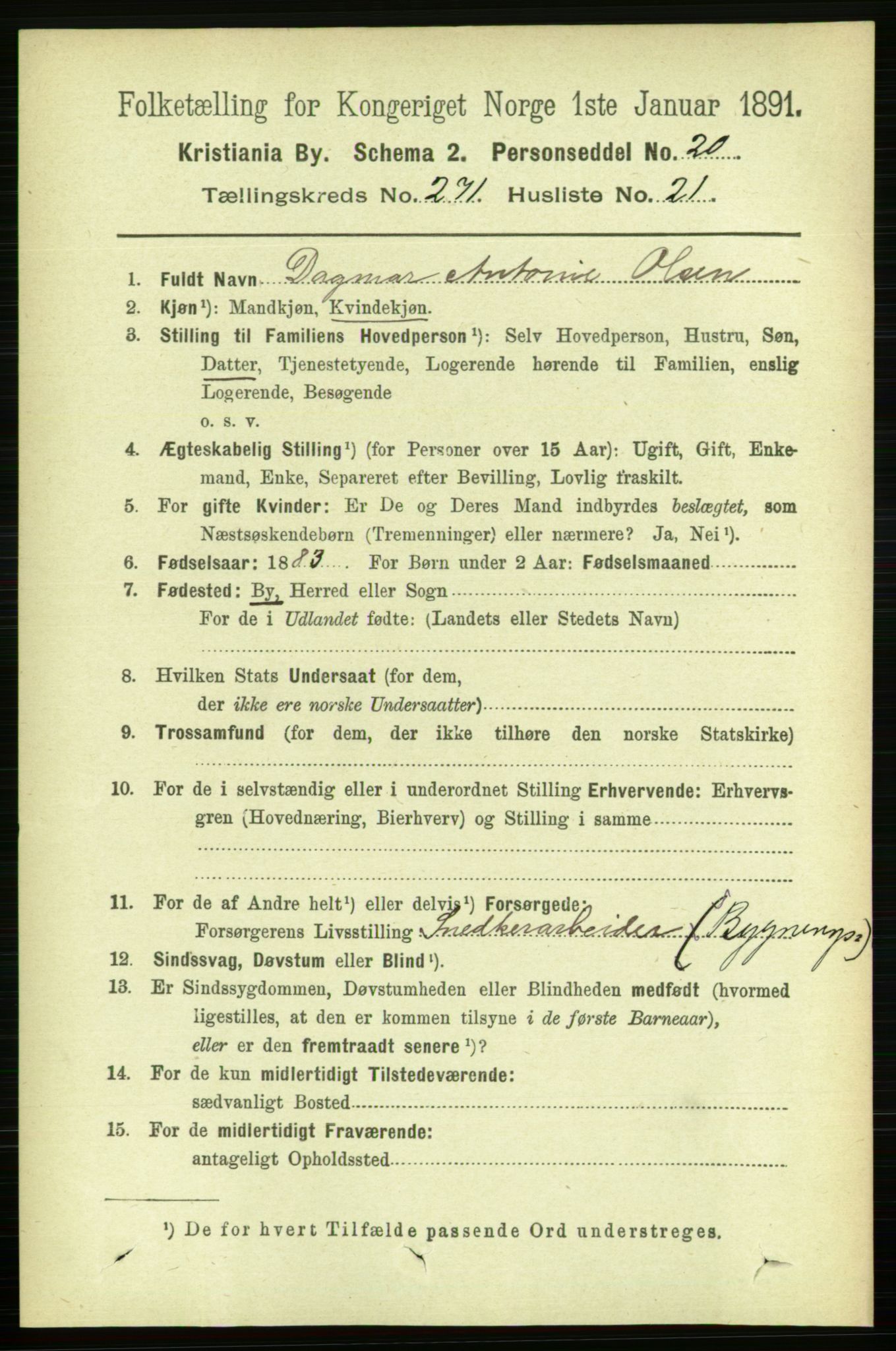RA, 1891 census for 0301 Kristiania, 1891, p. 165000