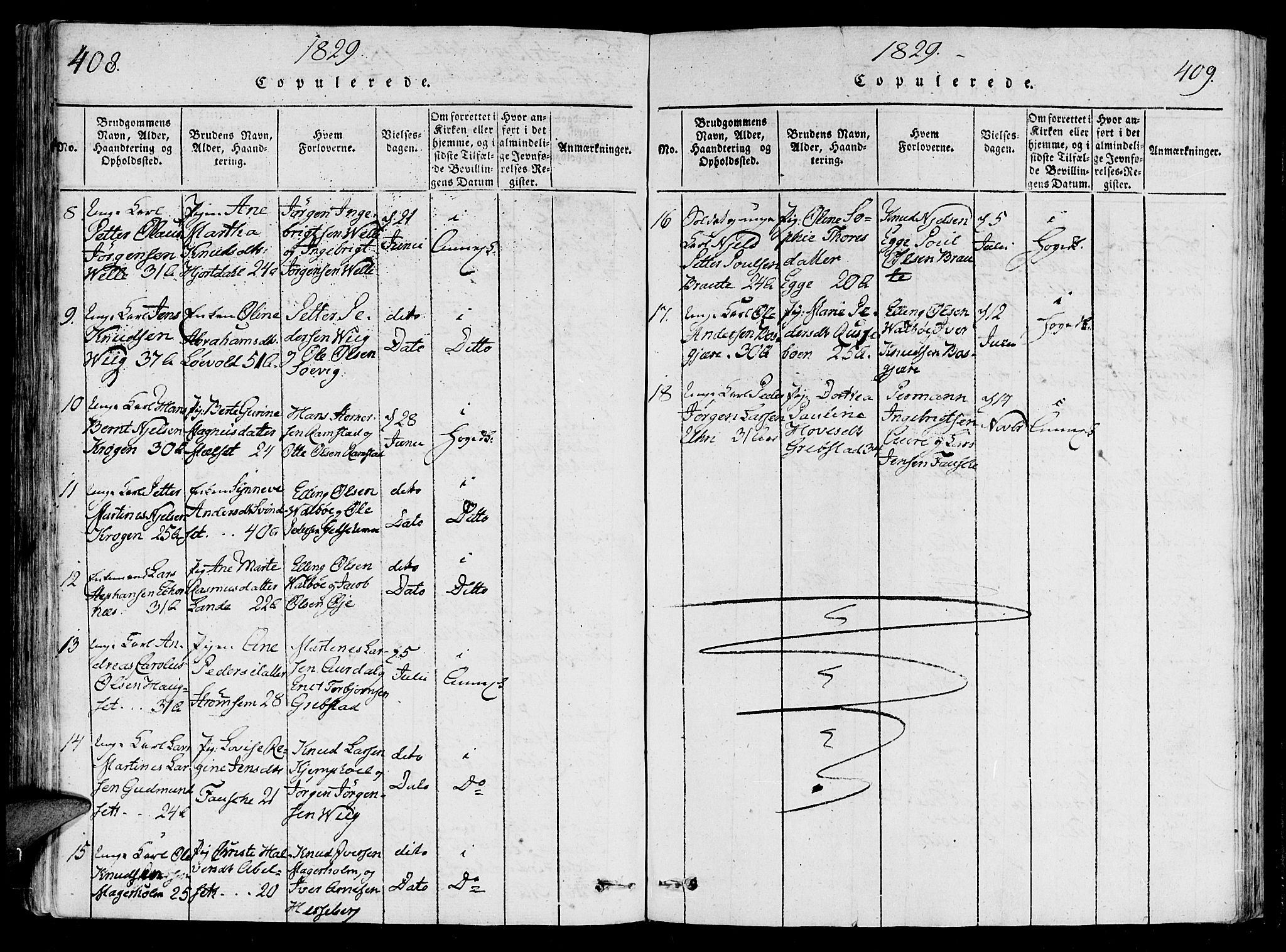 Ministerialprotokoller, klokkerbøker og fødselsregistre - Møre og Romsdal, SAT/A-1454/522/L0310: Parish register (official) no. 522A05, 1816-1832, p. 408-409