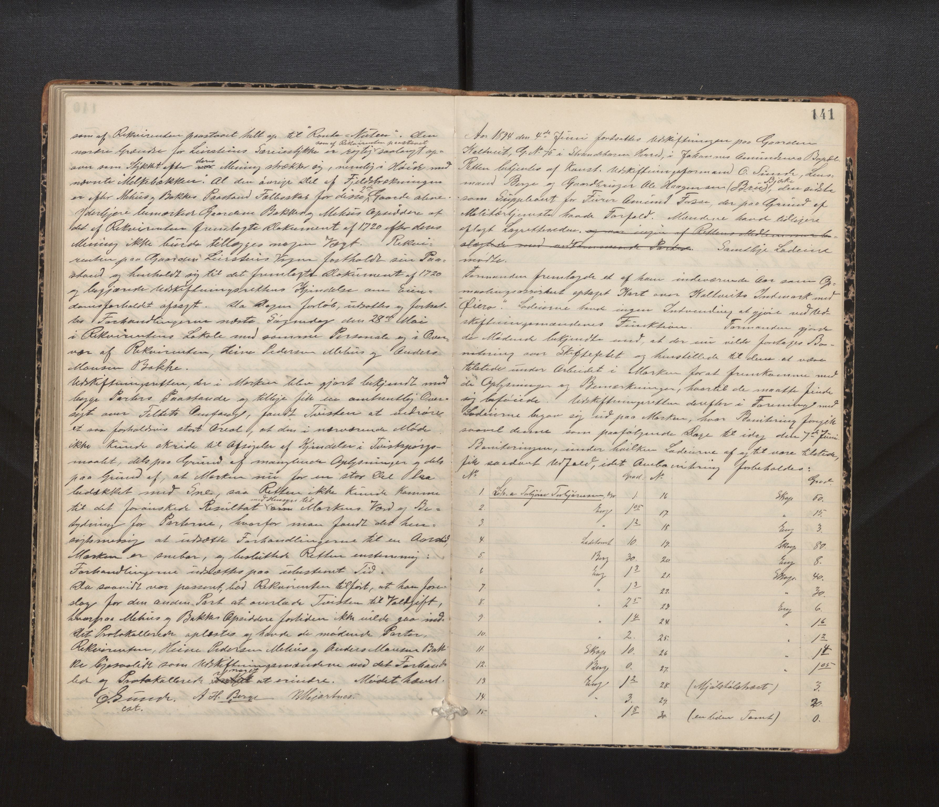 Hordaland jordskiftedøme - IV Hardanger jordskiftedistrikt, AV/SAB-A-7101/A/Aa/L0013: Forhandlingsprotokoll, 1890-1894, p. 140b-141a