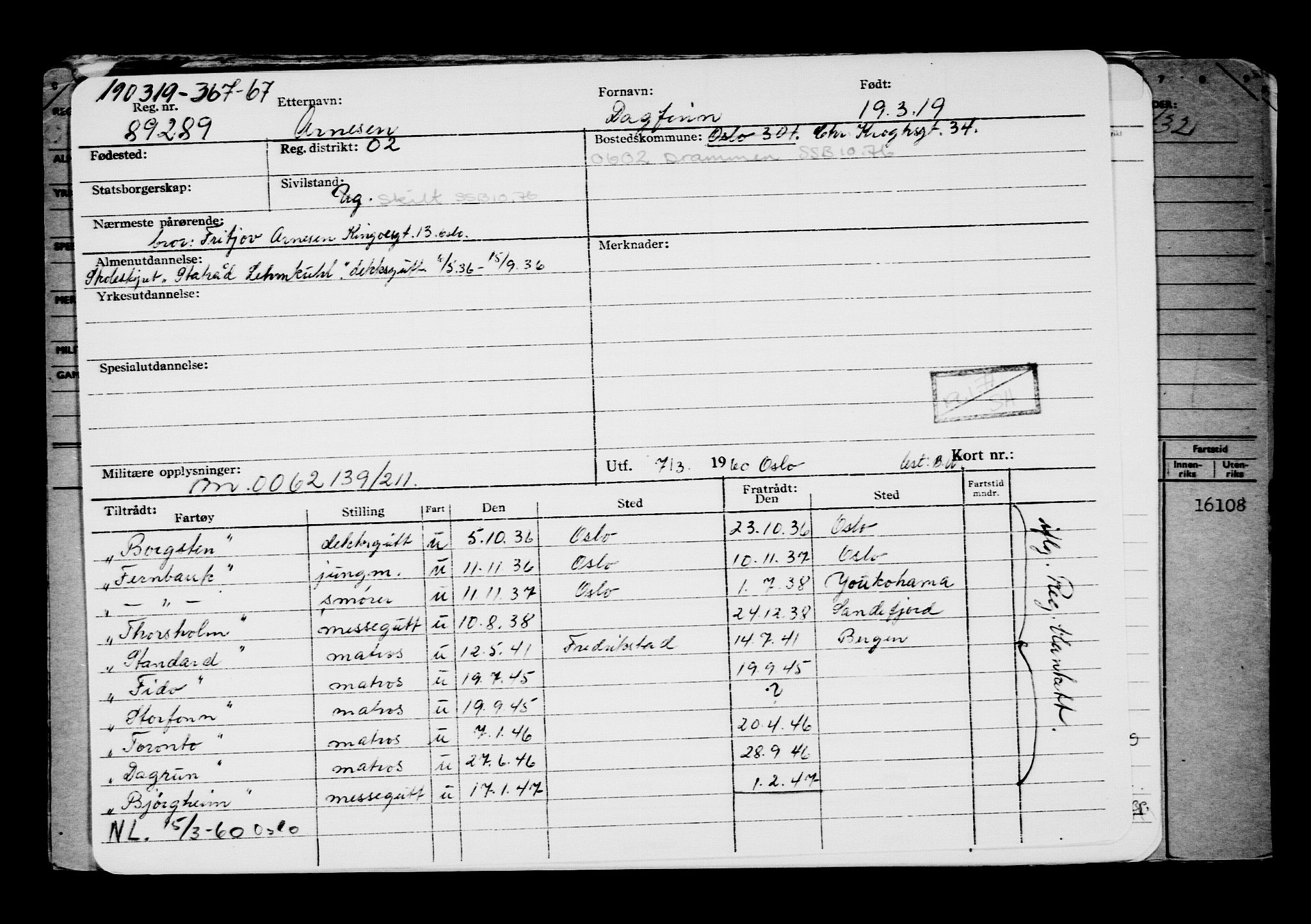 Direktoratet for sjømenn, AV/RA-S-3545/G/Gb/L0167: Hovedkort, 1919, p. 190