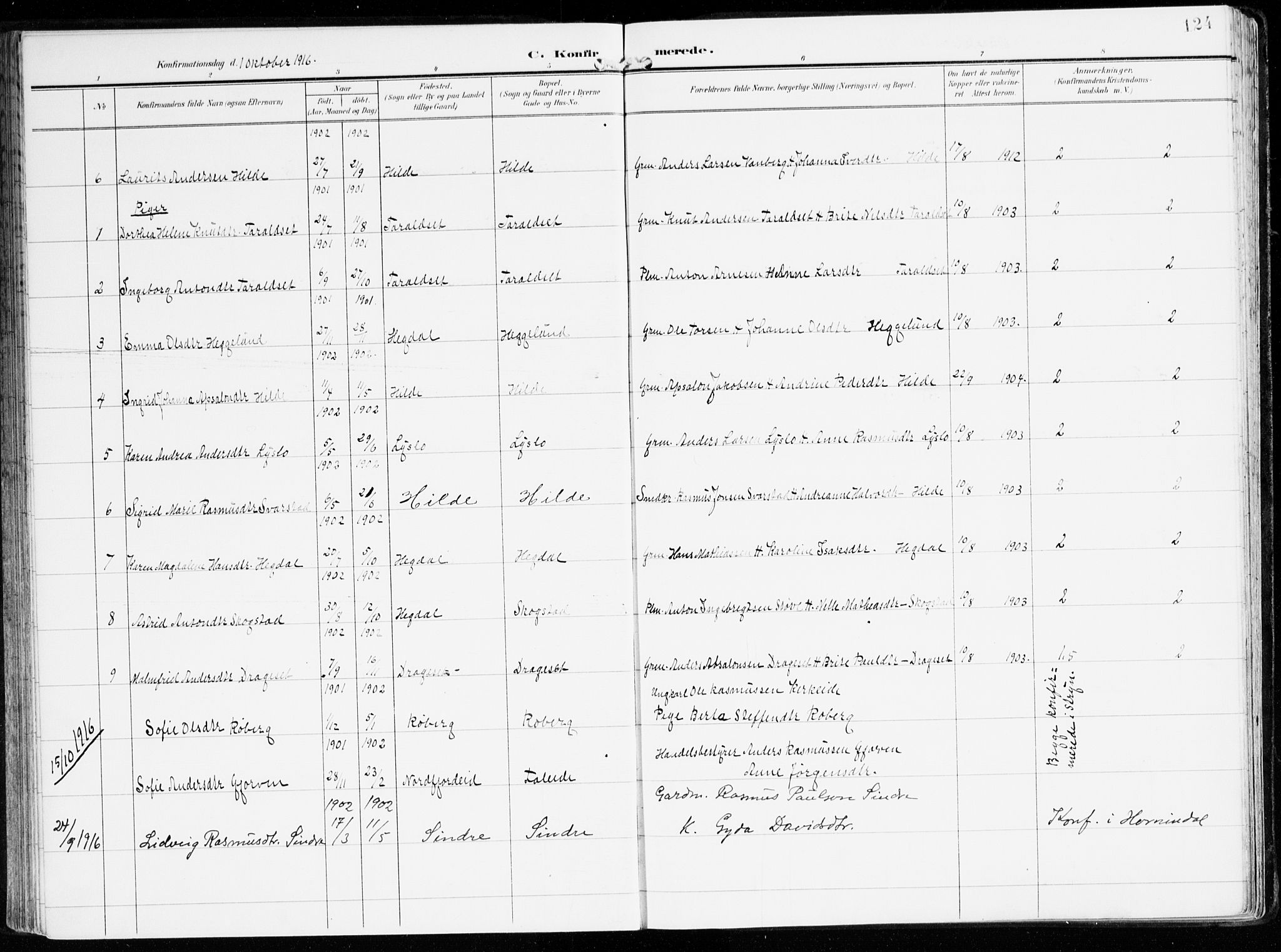 Innvik sokneprestembete, AV/SAB-A-80501: Parish register (official) no. B 2, 1903-1929, p. 124