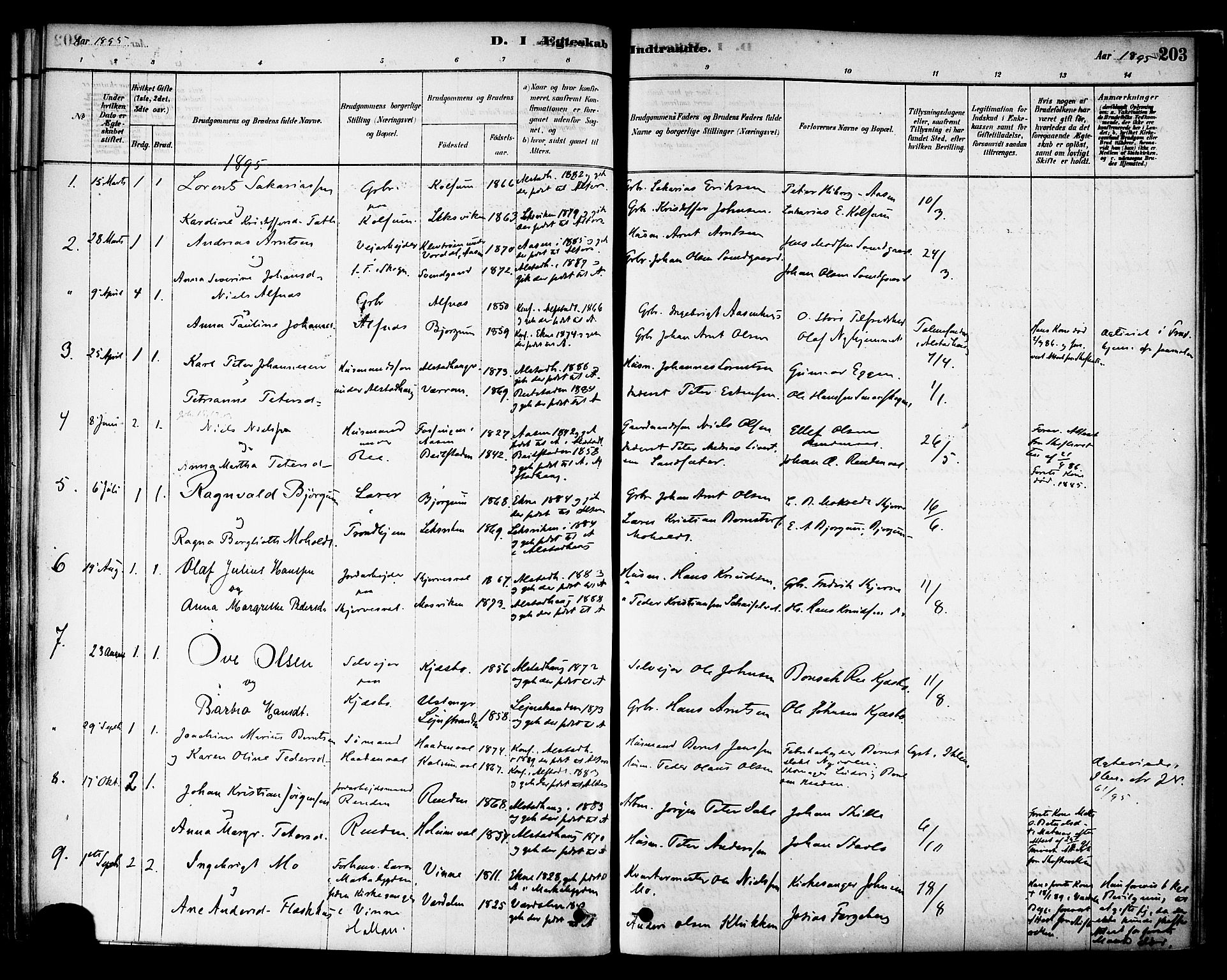 Ministerialprotokoller, klokkerbøker og fødselsregistre - Nord-Trøndelag, SAT/A-1458/717/L0159: Parish register (official) no. 717A09, 1878-1898, p. 203