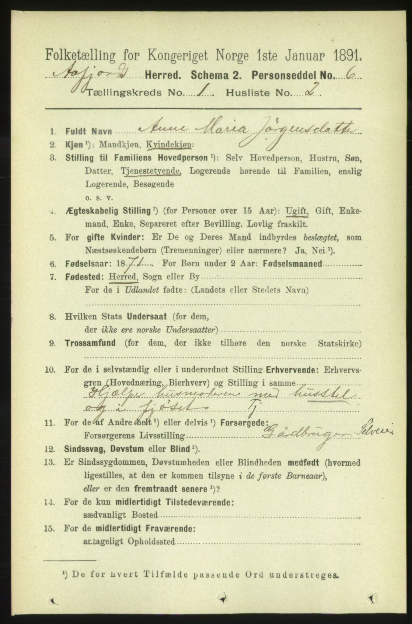 RA, 1891 census for 1630 Åfjord, 1891, p. 81