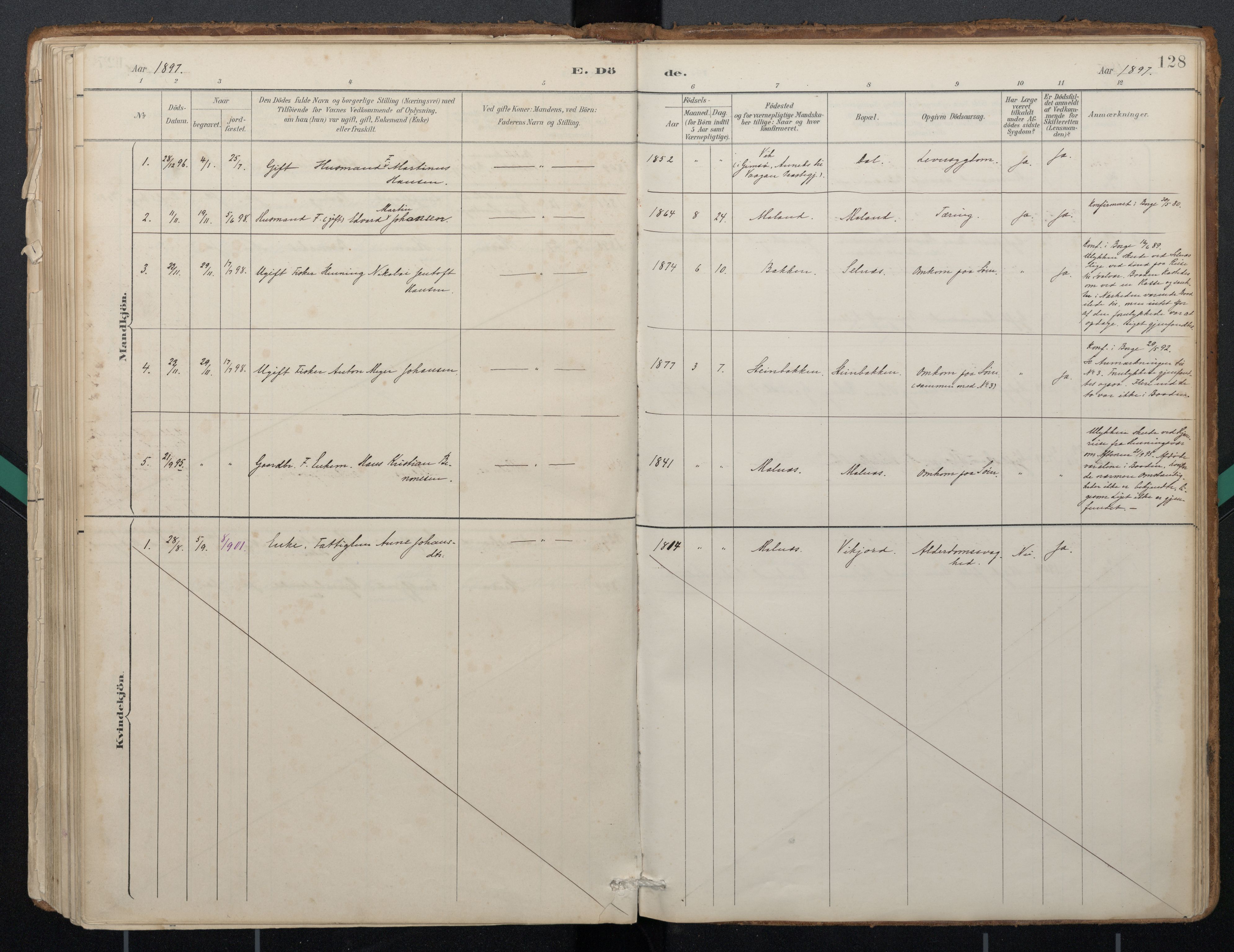 Ministerialprotokoller, klokkerbøker og fødselsregistre - Nordland, AV/SAT-A-1459/884/L1193: Parish register (official) no. 884A01, 1888-1905, p. 128