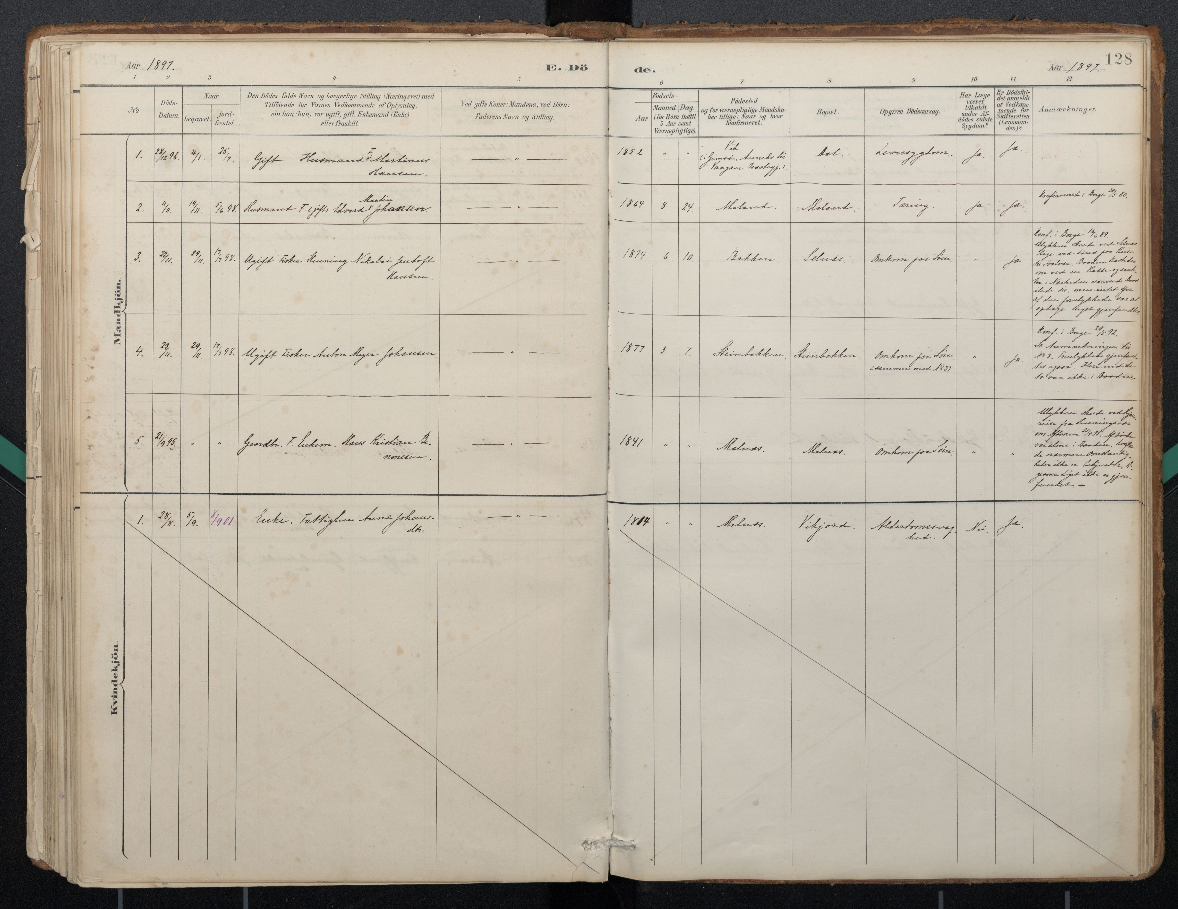 Ministerialprotokoller, klokkerbøker og fødselsregistre - Nordland, AV/SAT-A-1459/884/L1193: Parish register (official) no. 884A01, 1888-1905, p. 128