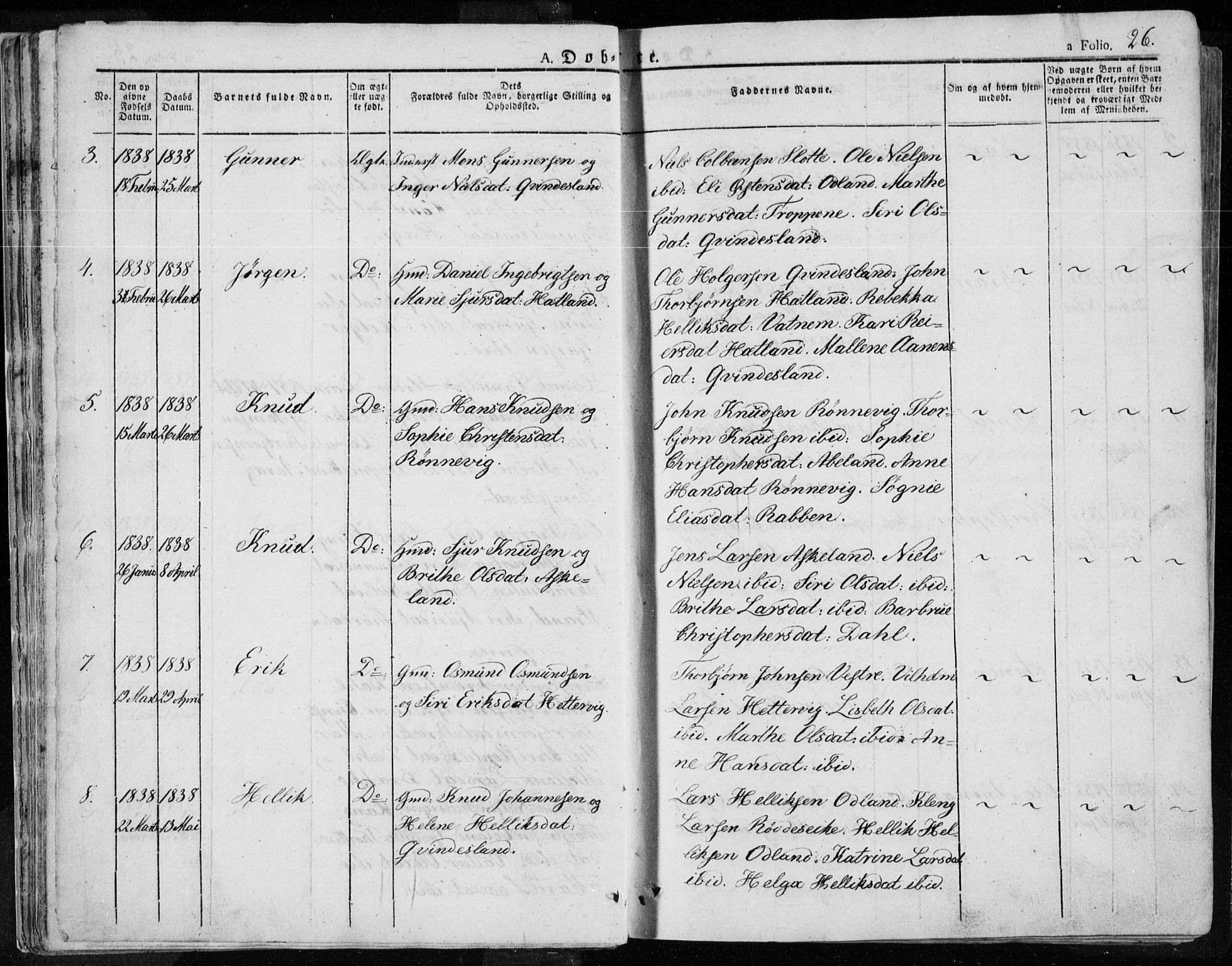 Tysvær sokneprestkontor, AV/SAST-A -101864/H/Ha/Haa/L0001: Parish register (official) no. A 1.1, 1831-1856, p. 26