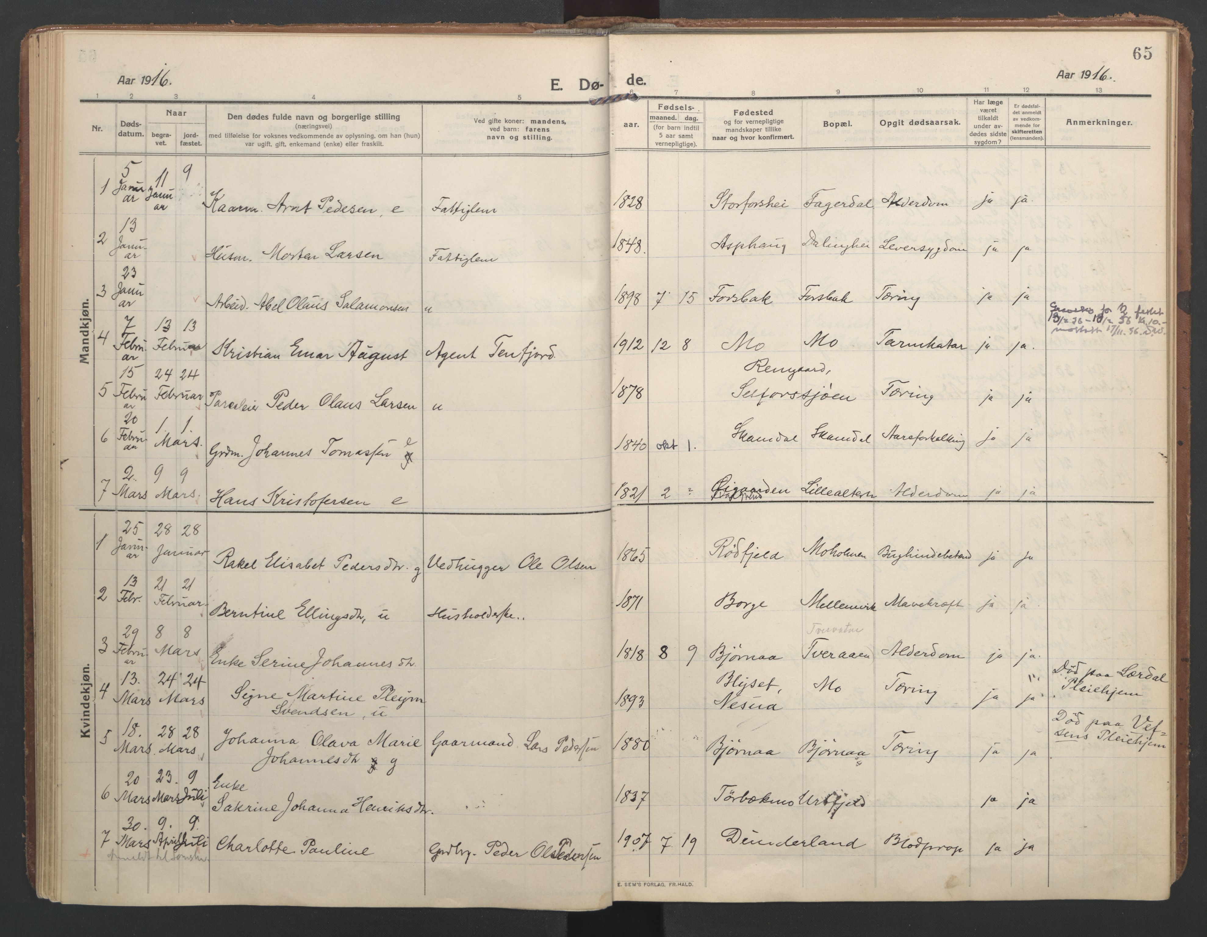 Ministerialprotokoller, klokkerbøker og fødselsregistre - Nordland, SAT/A-1459/827/L0405: Parish register (official) no. 827A17, 1912-1925, p. 65