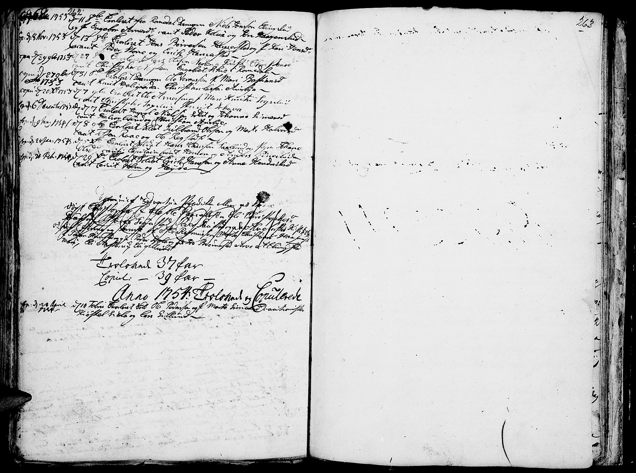 Stange prestekontor, SAH/PREST-002/K/L0004: Parish register (official) no. 4, 1735-1754, p. 262-263