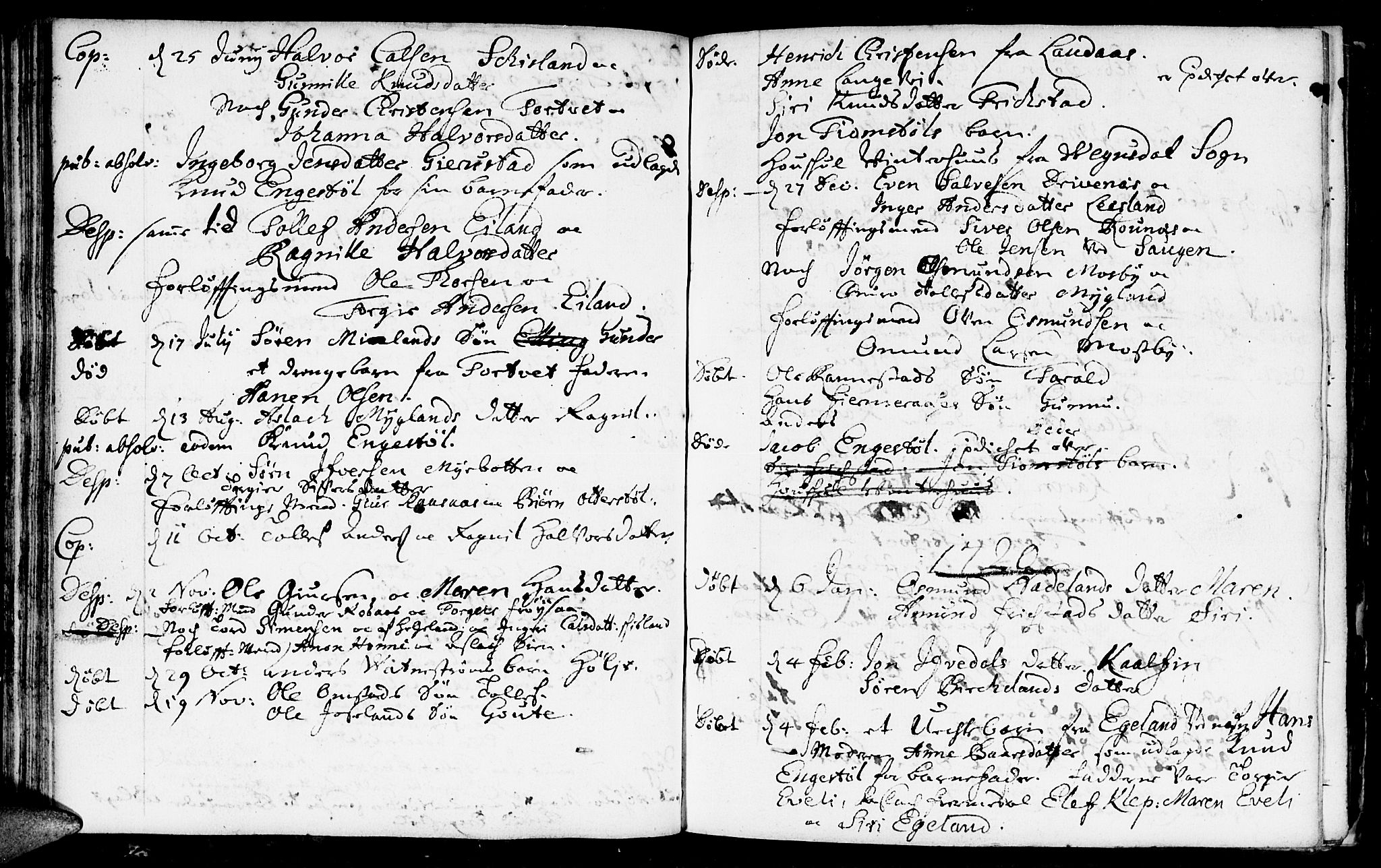 Evje sokneprestkontor, AV/SAK-1111-0008/F/Fa/Fac/L0001: Parish register (official) no. A 1, 1705-1764, p. 86-87