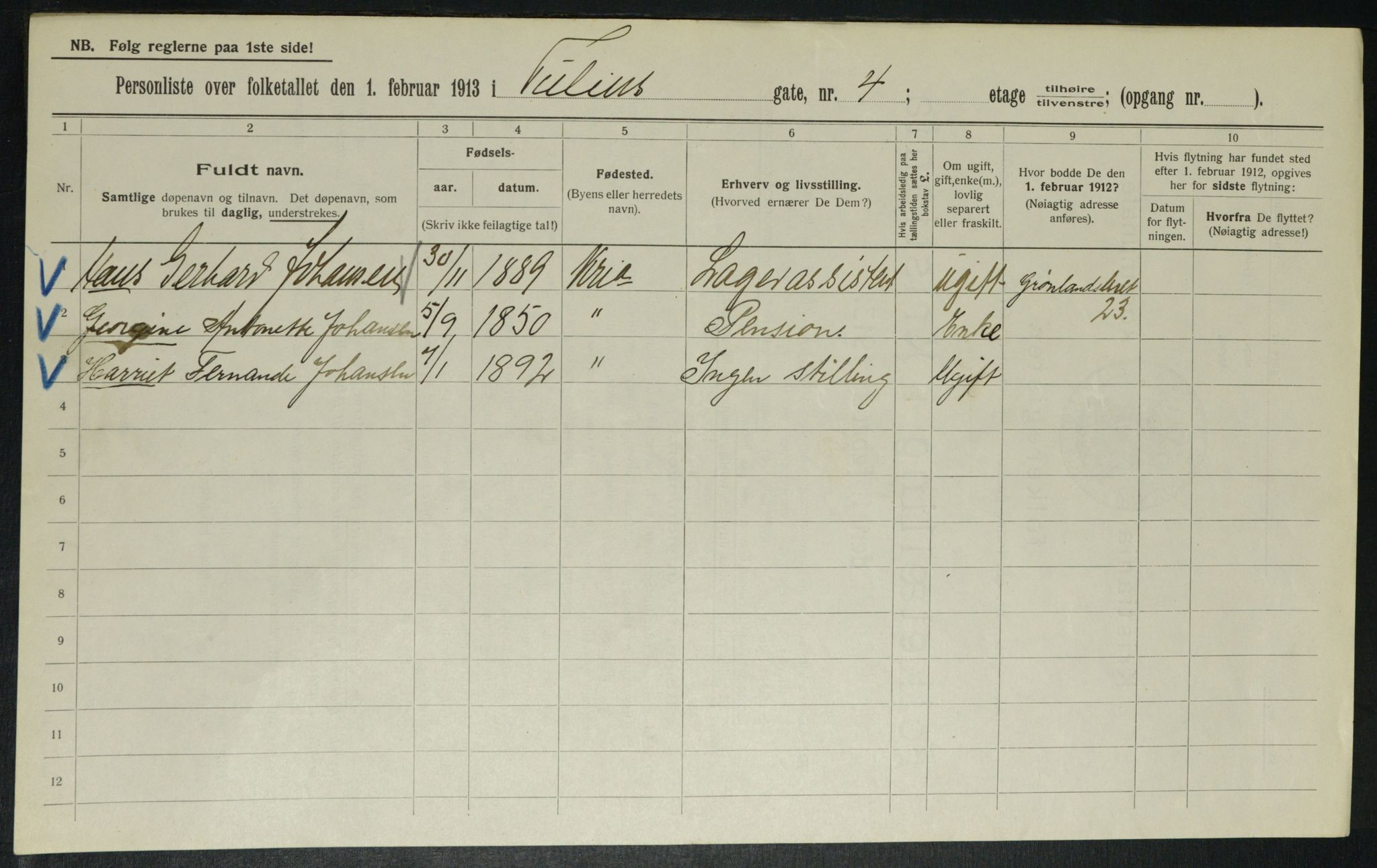 OBA, Municipal Census 1913 for Kristiania, 1913, p. 117359