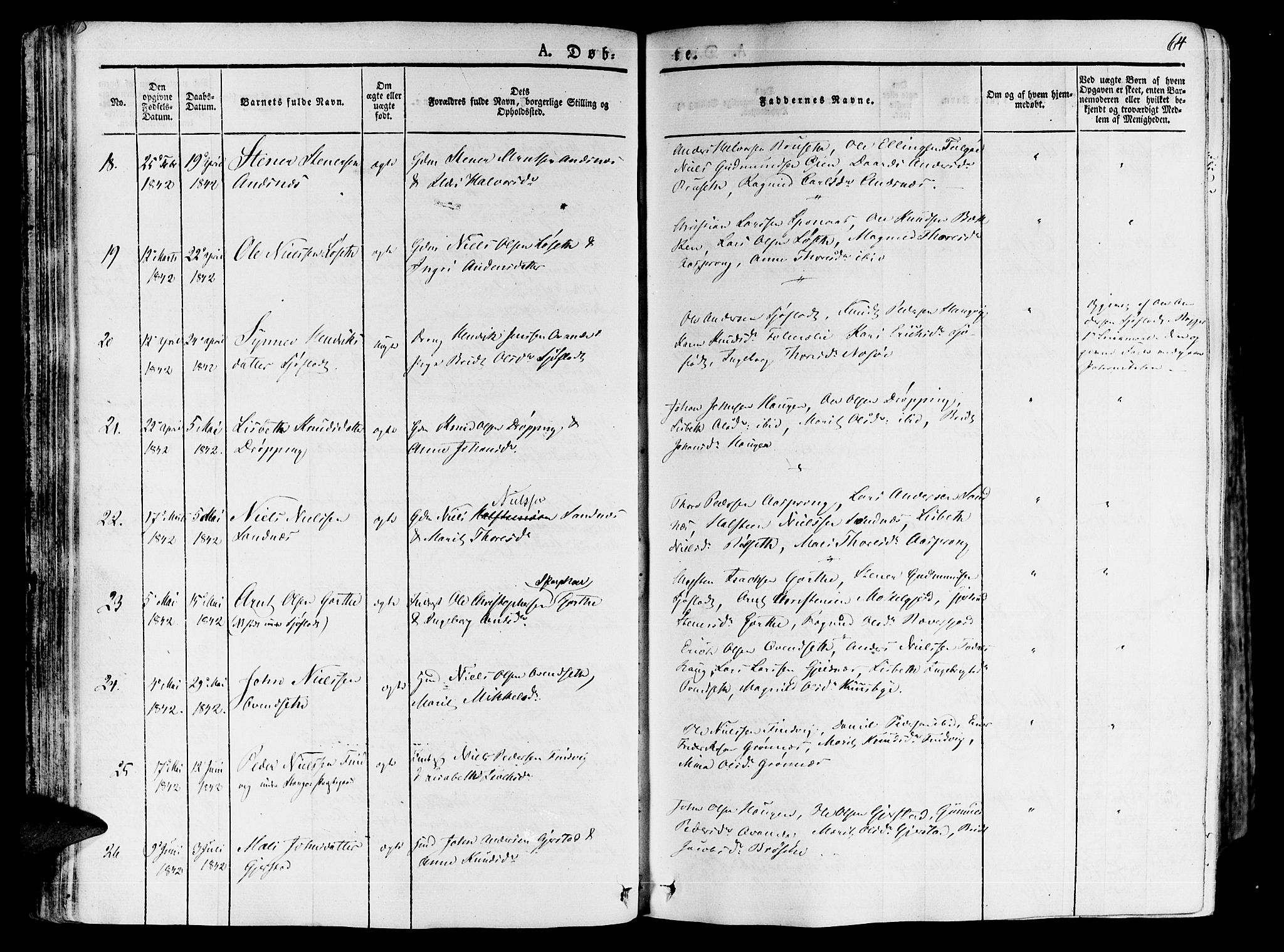 Ministerialprotokoller, klokkerbøker og fødselsregistre - Møre og Romsdal, AV/SAT-A-1454/592/L1024: Parish register (official) no. 592A03 /1, 1831-1849, p. 64