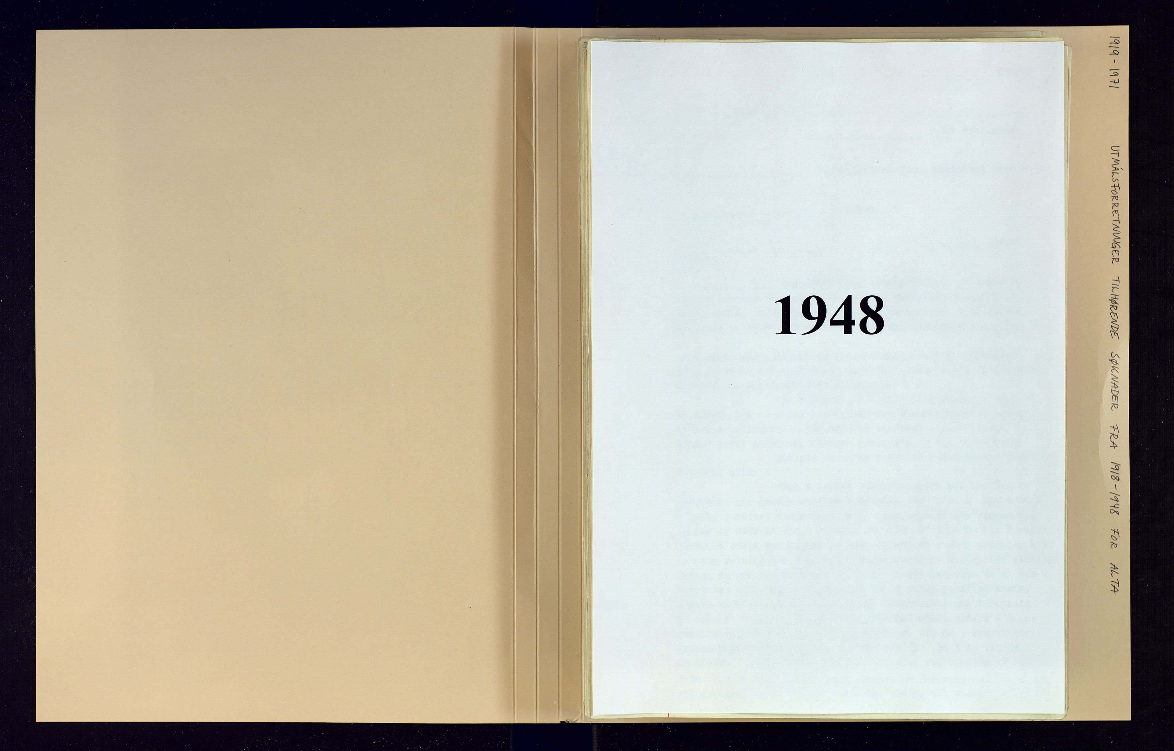 Finnmark jordsalgskommisjon/jordsalgskontor og Statskog SF Finnmark jordsalgskontor, AV/SATØ-S-1443/O/Oa/L0003: Utmålsforretninger i Alta, 1919-1981, p. 3