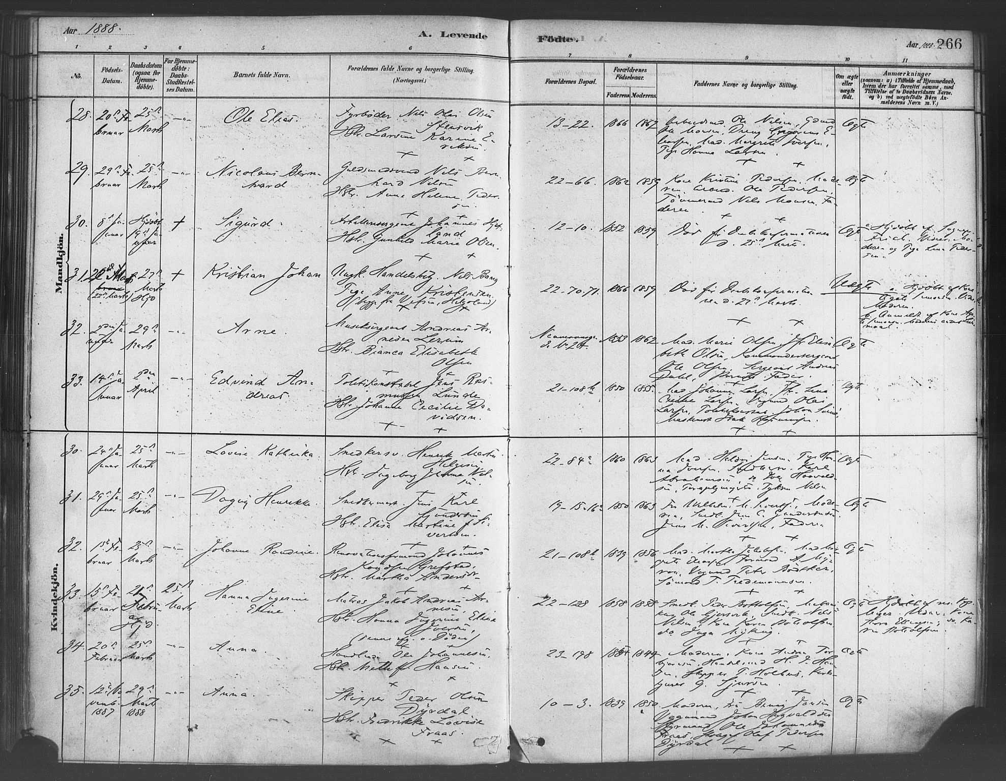 Korskirken sokneprestembete, SAB/A-76101/H/Haa/L0021: Parish register (official) no. B 7, 1878-1889, p. 266