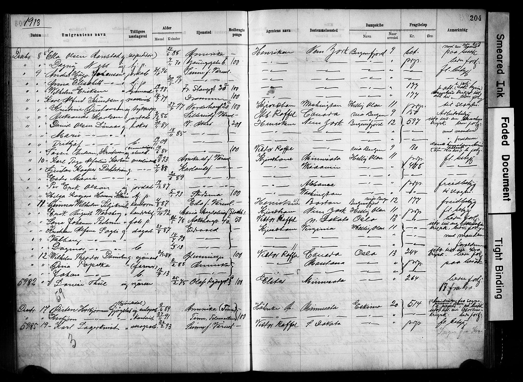 Oslo politidistrikt, AV/SAO-A-10085/E/Ee/Eef/L0030: Emigrantprotokoll, 1911-1914, p. 204