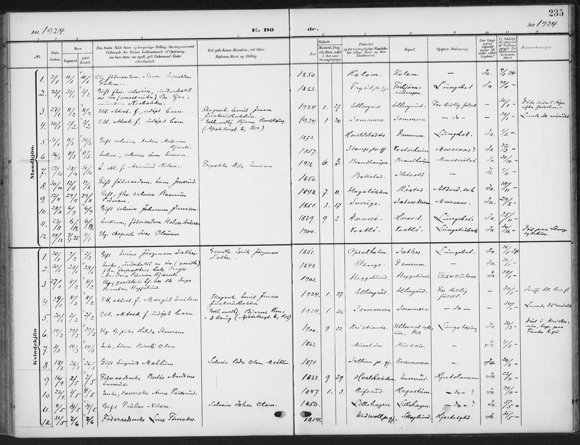 Romedal prestekontor, AV/SAH-PREST-004/K/L0009: Parish register (official) no. 9, 1906-1929, p. 235