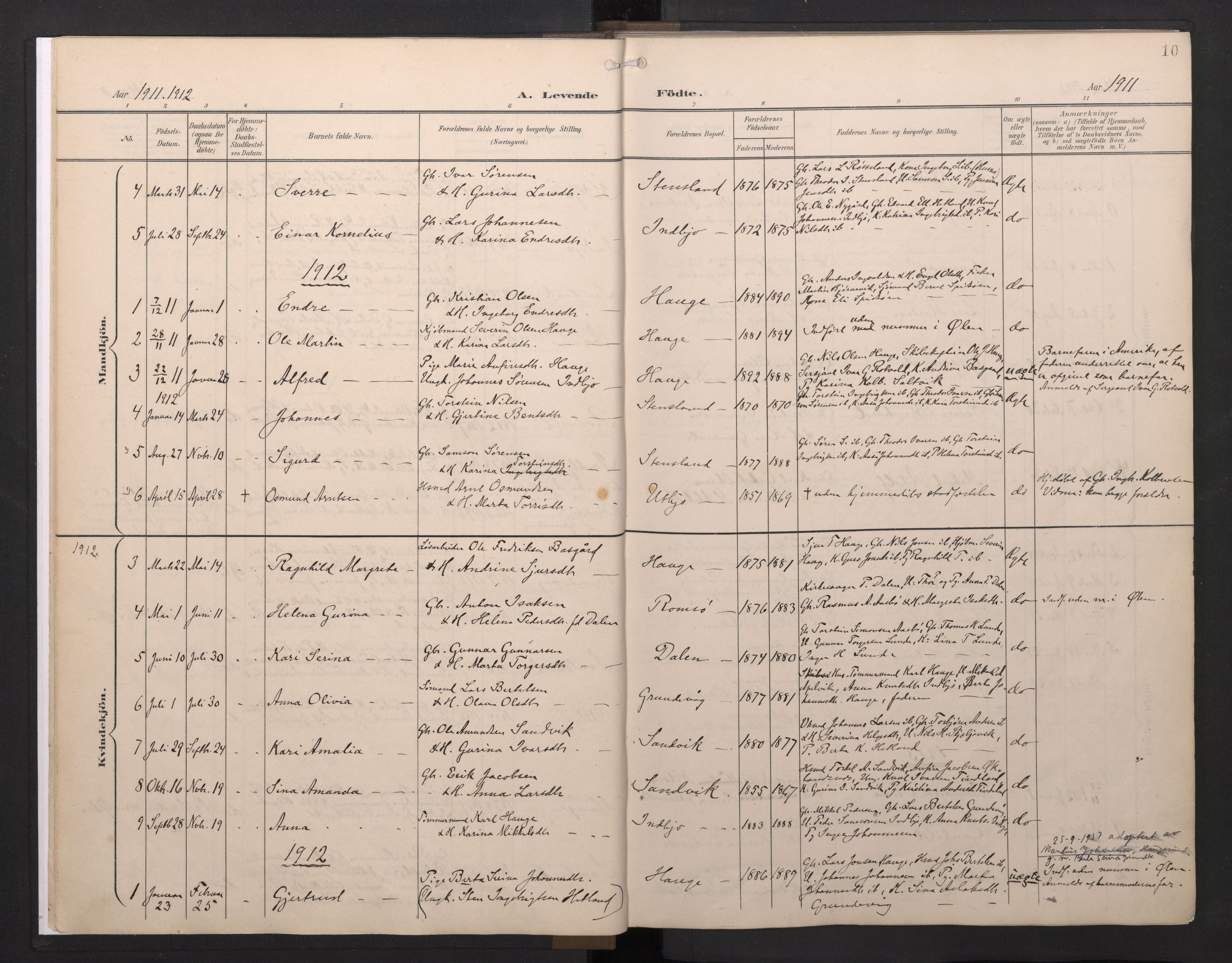 Fjelberg sokneprestembete, SAB/A-75201/H/Haa: Parish register (official) no. E 1, 1903-1948, p. 10