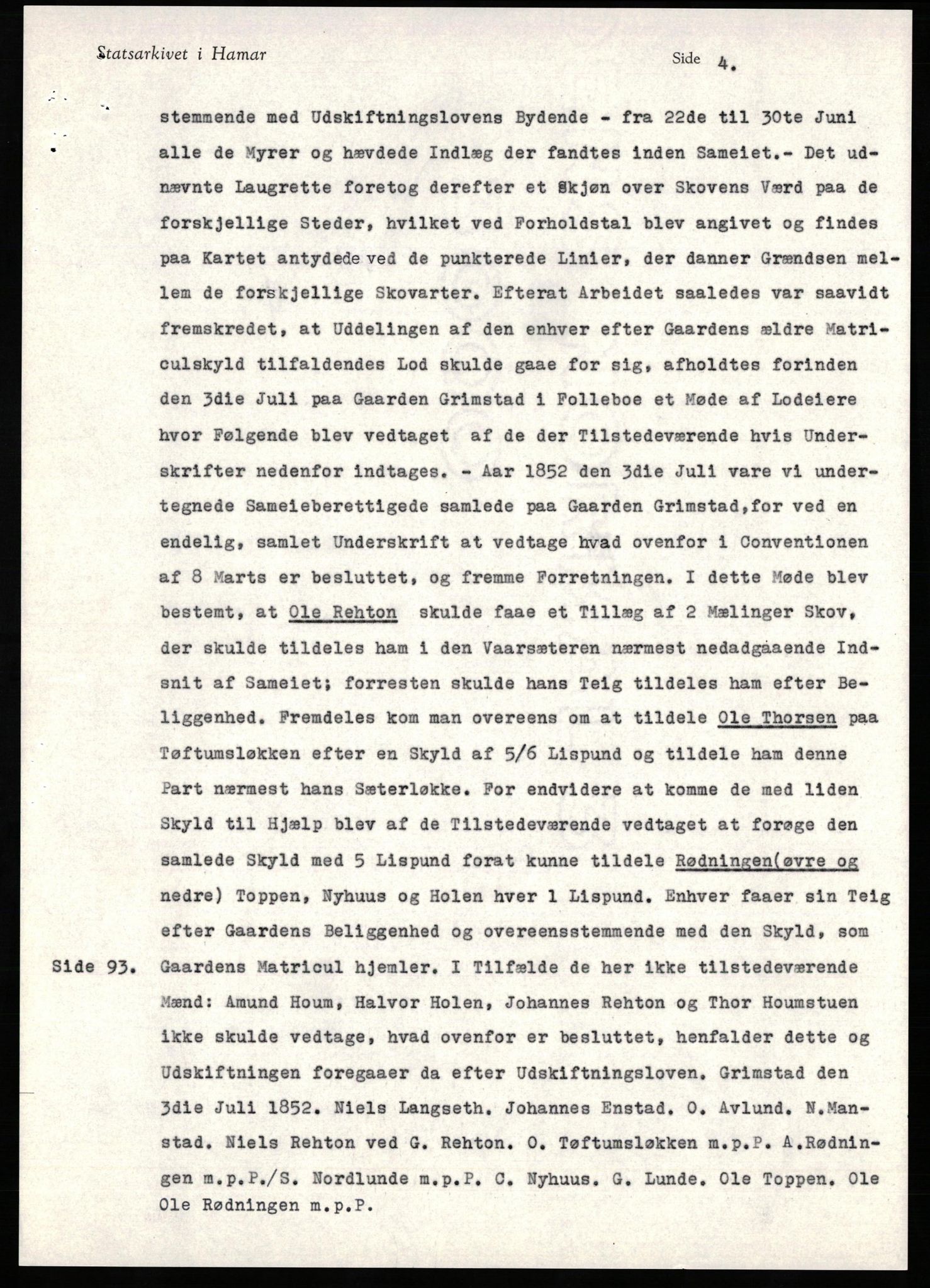 Avskriftssamlingen ved Statsarkivet i Hamar, AV/SAH-AVSKRIFT-001/H/Hc/Hca/Hcaa/L0011: Pantebok for Sør-Gudbrandsdal, 1852-1858