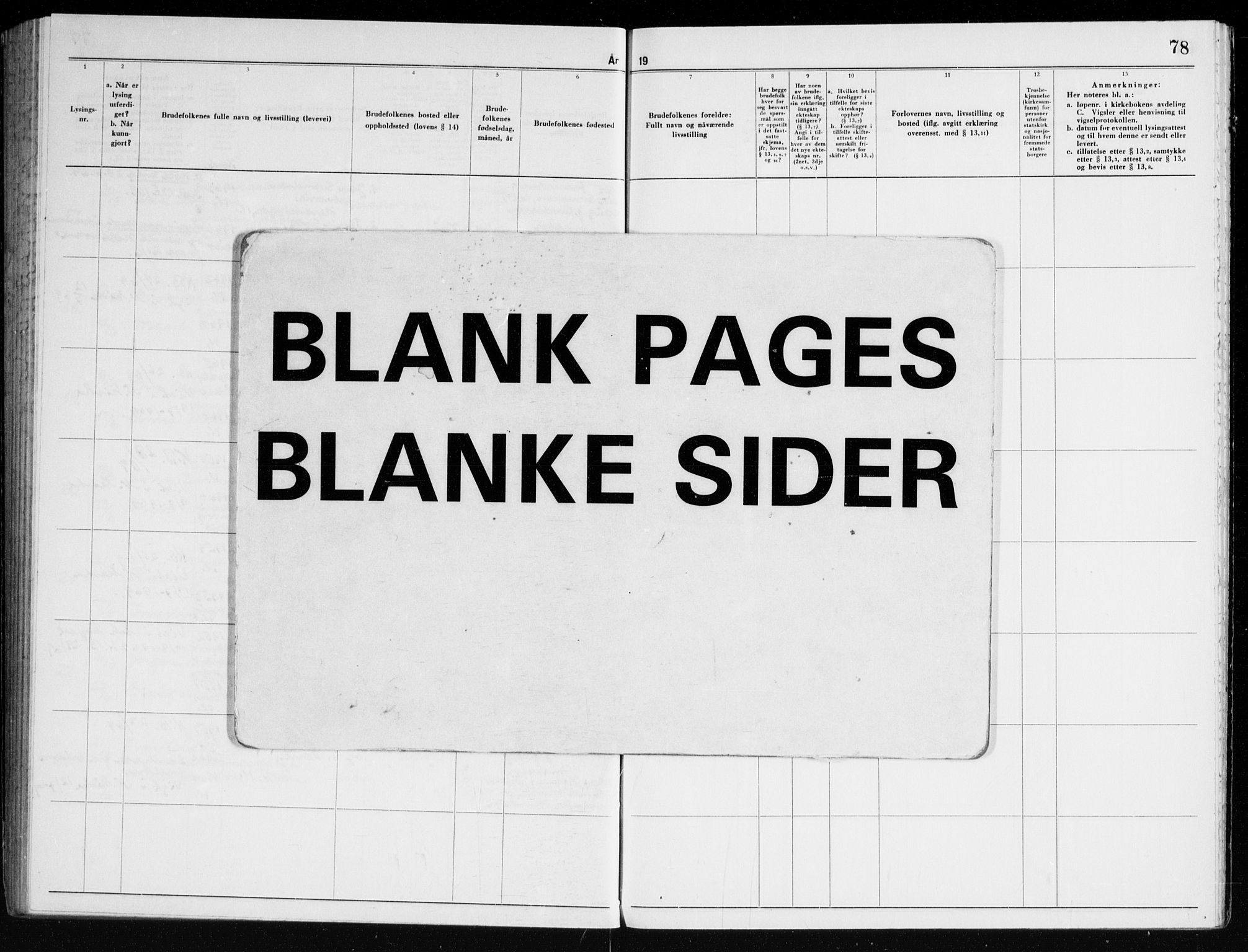 Norderhov kirkebøker, AV/SAKO-A-237/H/Ha/L0006: Banns register no. 6, 1954-1969, p. 78