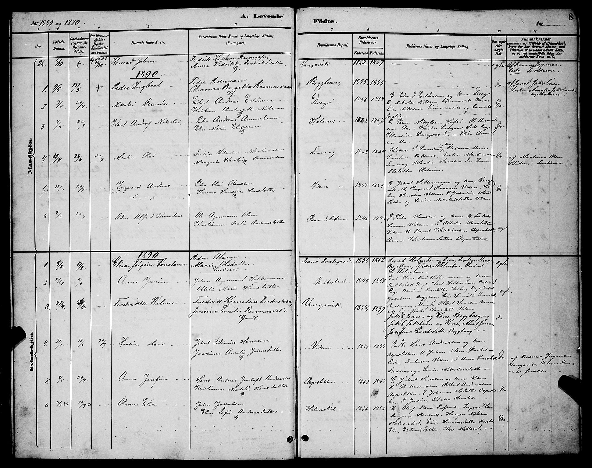 Tranøy sokneprestkontor, SATØ/S-1313/I/Ia/Iab/L0004klokker: Parish register (copy) no. 4, 1888-1901, p. 8