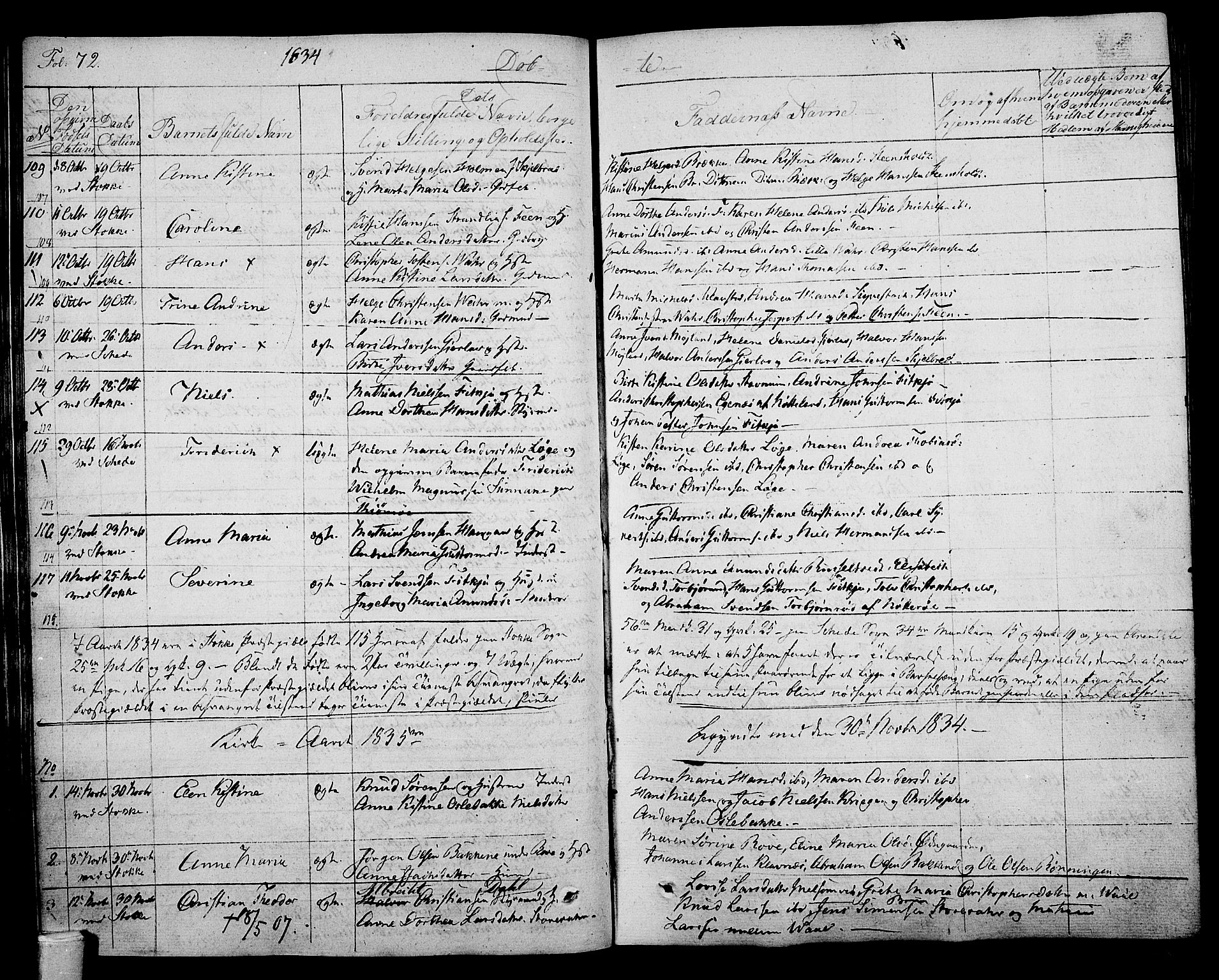 Stokke kirkebøker, AV/SAKO-A-320/F/Fa/L0006: Parish register (official) no. I 6, 1826-1843, p. 72