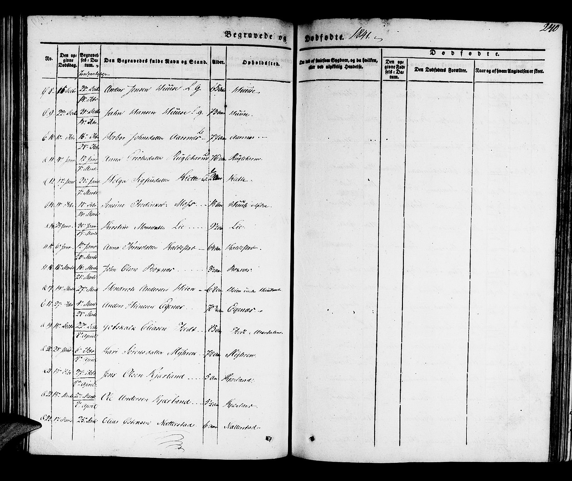 Kvinnherad sokneprestembete, SAB/A-76401/H/Haa: Parish register (official) no. A 6, 1835-1843, p. 240