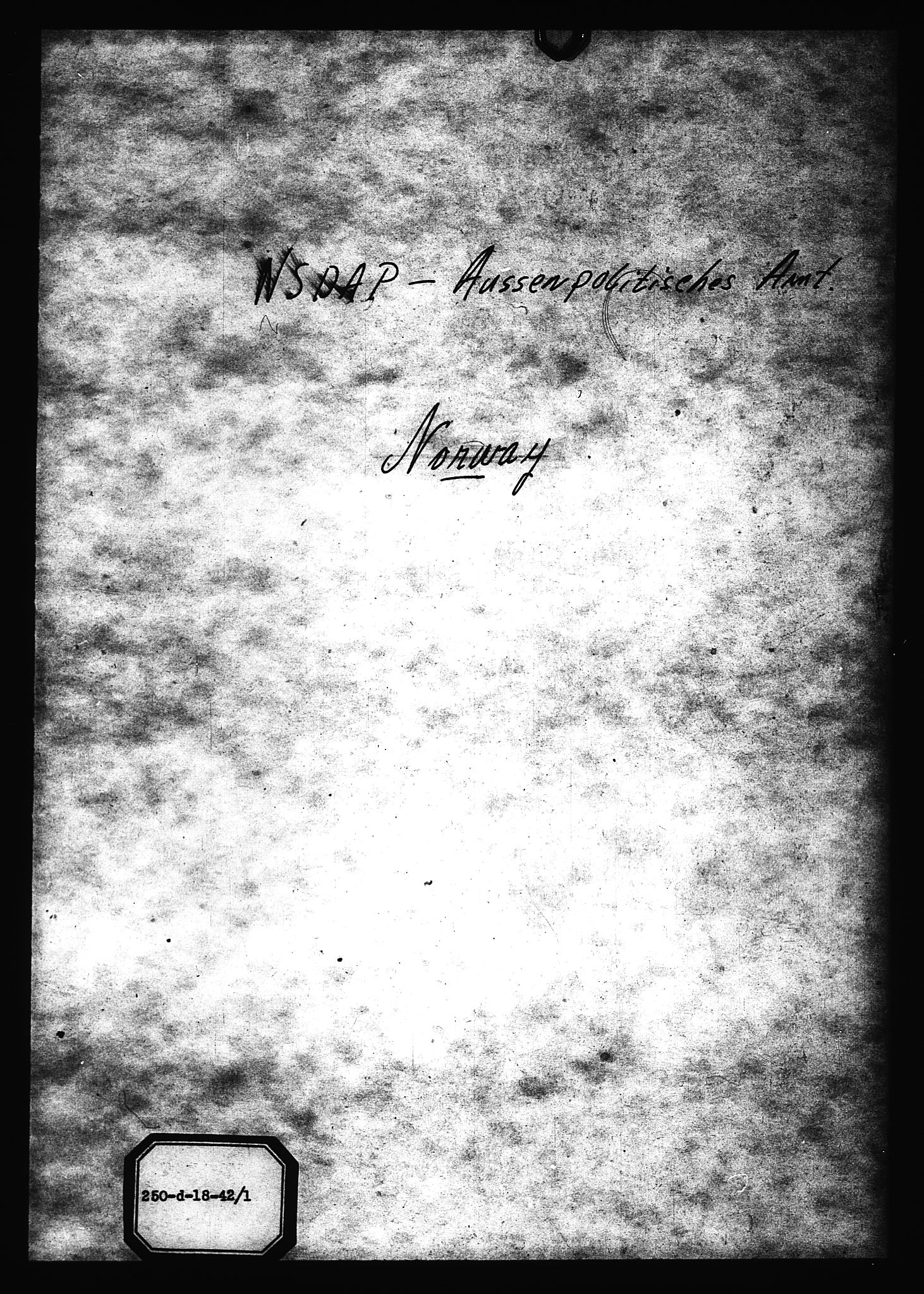Documents Section, RA/RAFA-2200/V/L0091: Amerikansk mikrofilm "Captured German Documents".
Box No. 953.  FKA jnr. 59/1955., 1935-1942, p. 1