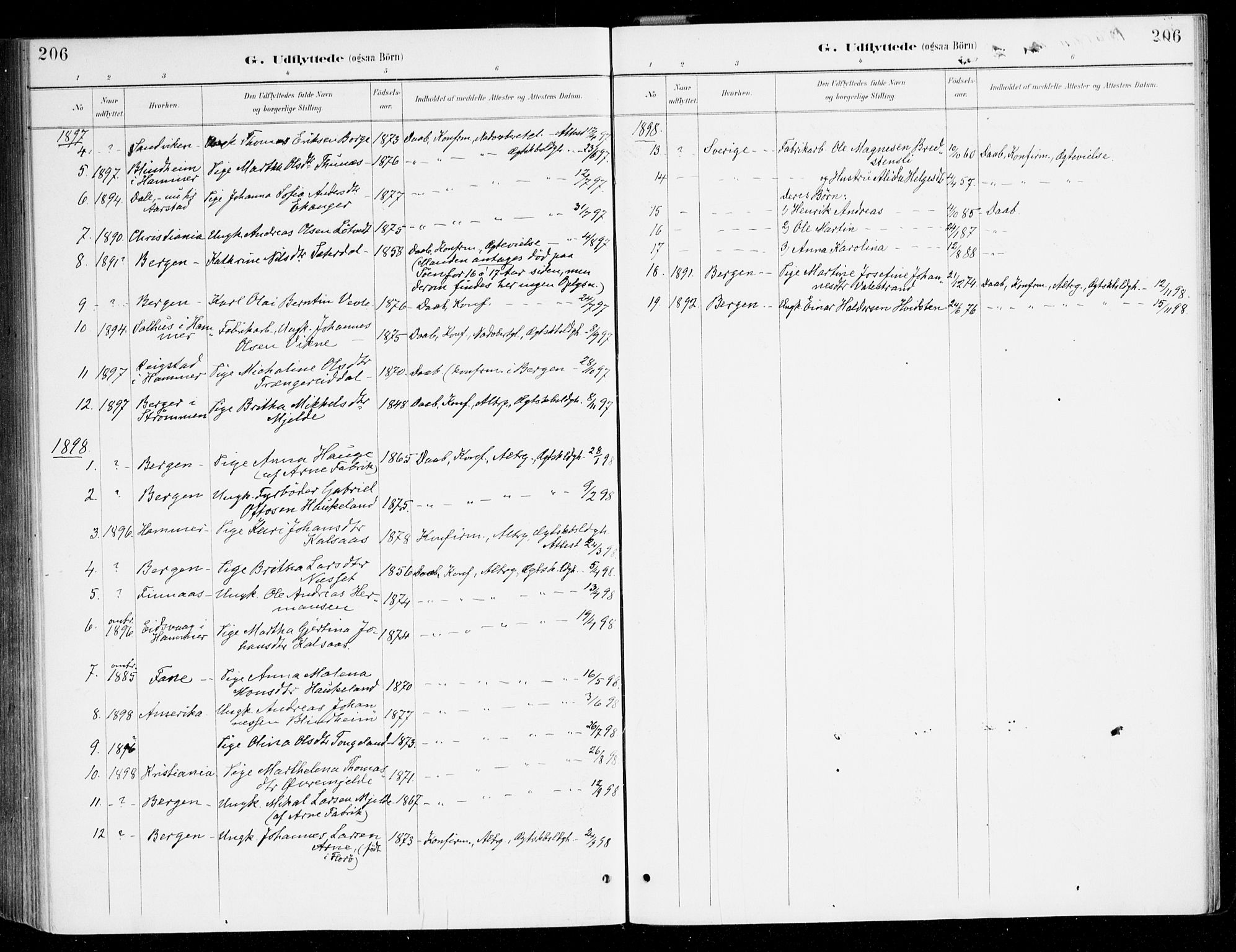 Haus sokneprestembete, SAB/A-75601/H/Haa/Haad/L0001: Parish register (official) no. D 1, 1887-1898, p. 206