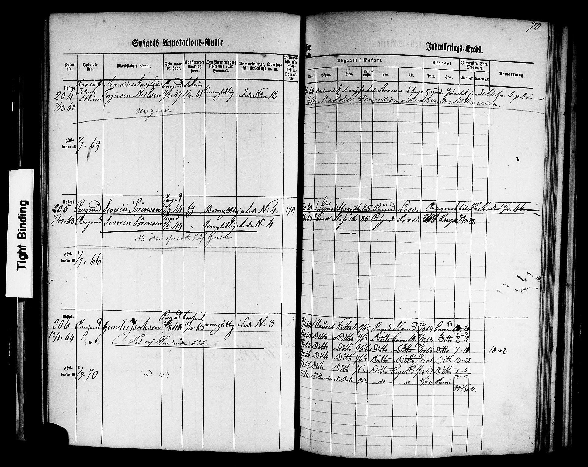 Porsgrunn innrulleringskontor, AV/SAKO-A-829/F/Fb/L0001: Annotasjonsrulle, 1860-1868, p. 99