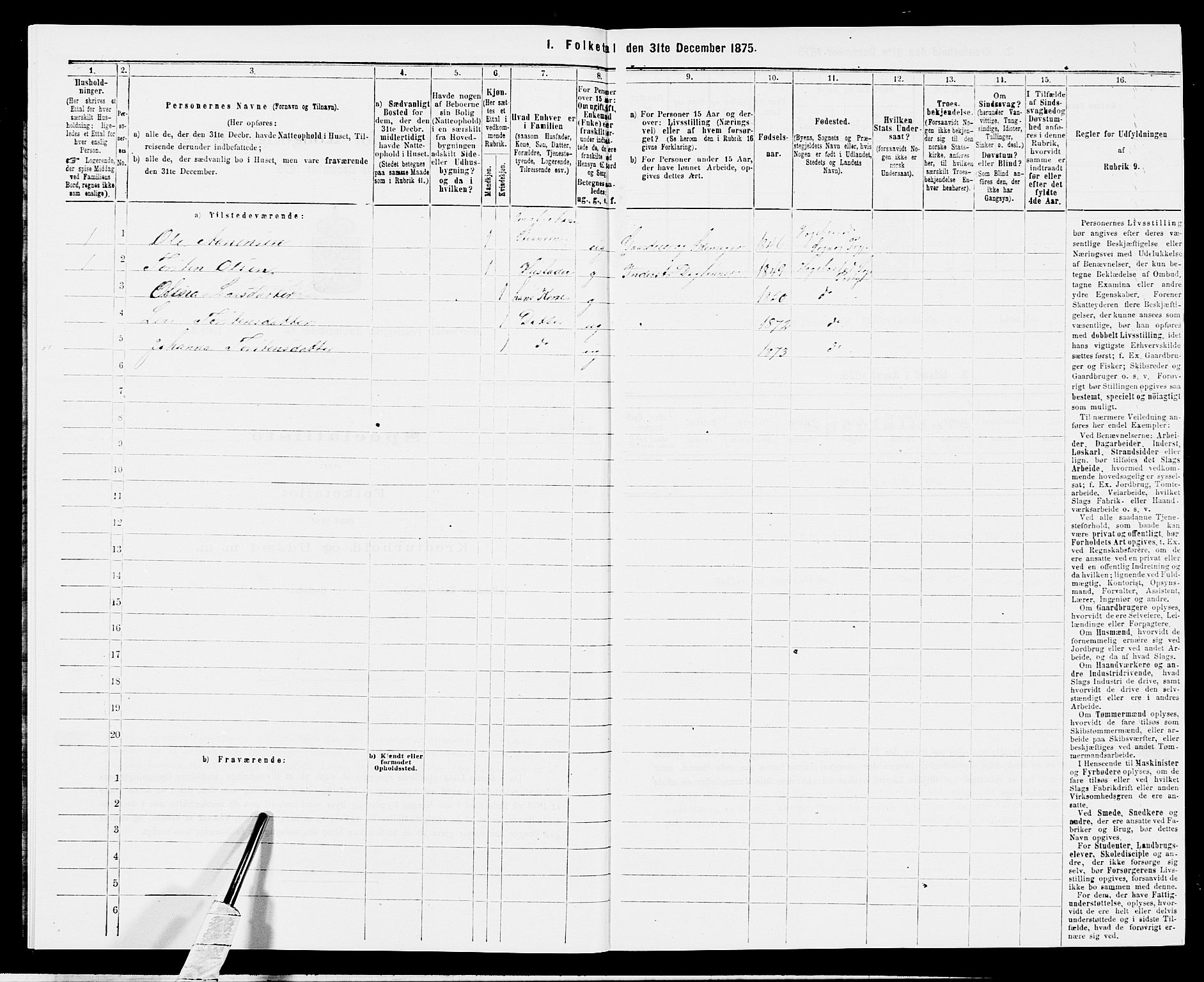 SAK, 1875 census for 1034P Hægebostad, 1875, p. 51