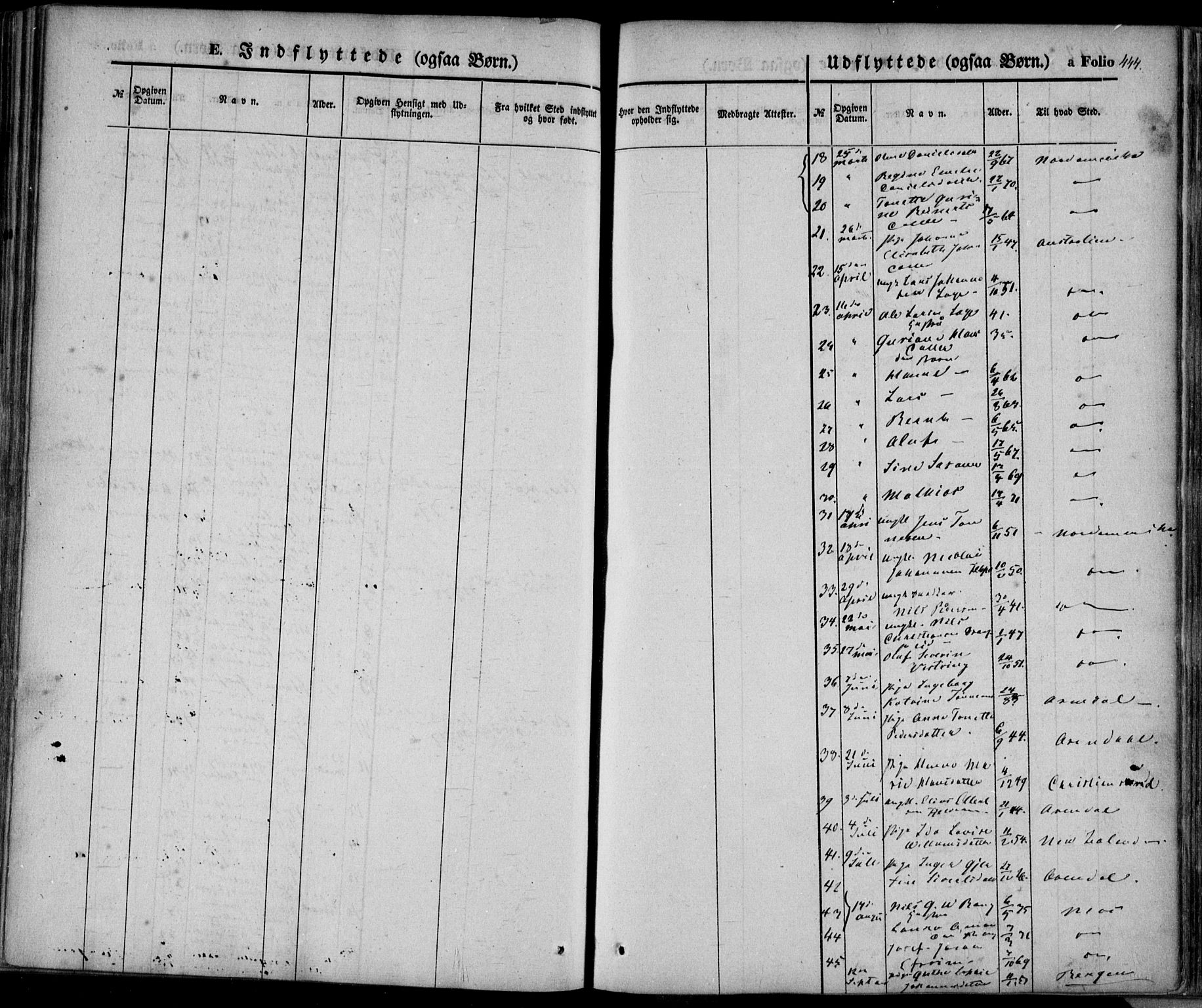 Flekkefjord sokneprestkontor, SAK/1111-0012/F/Fa/Fac/L0005: Parish register (official) no. A 5, 1849-1875, p. 444