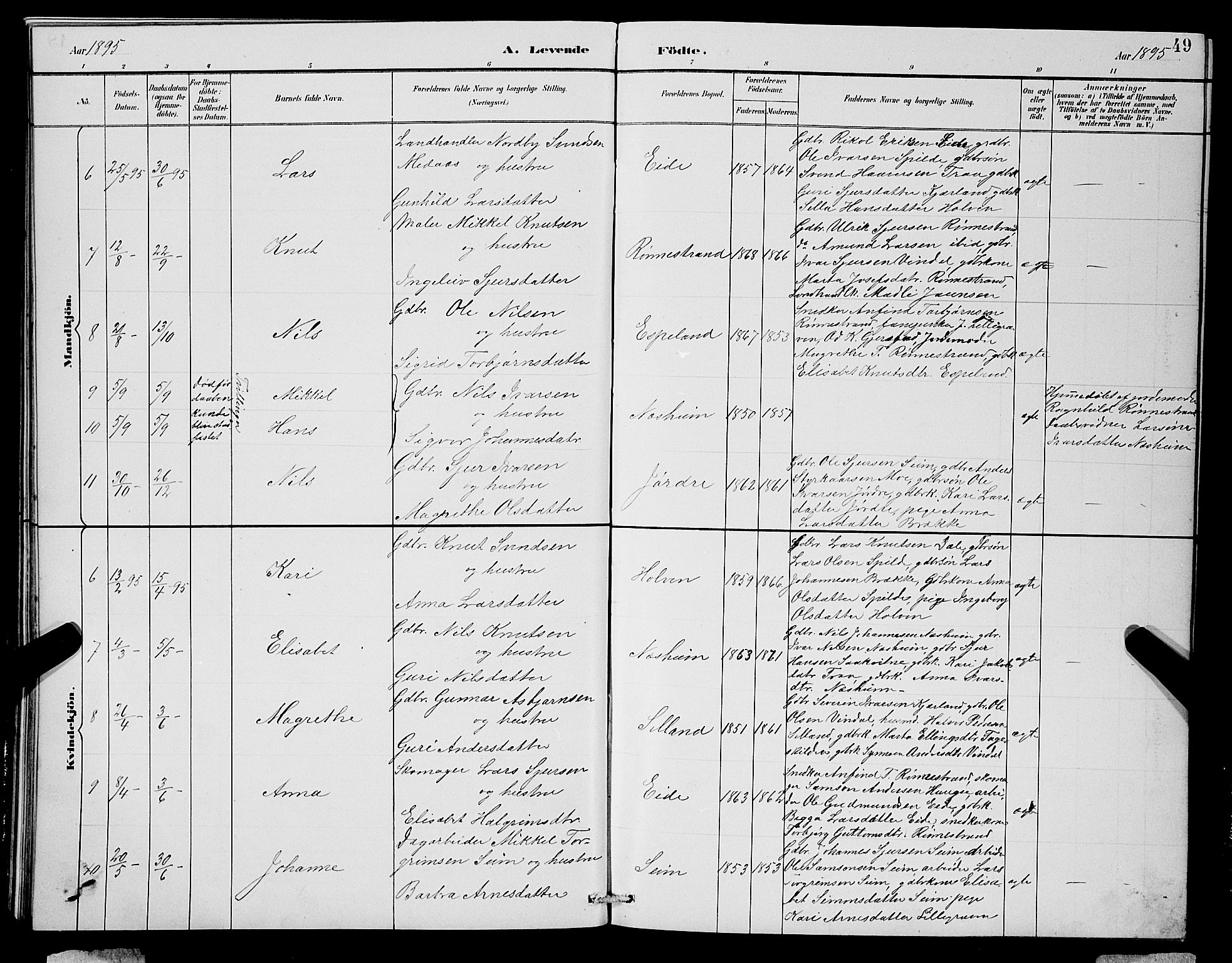 Ulvik sokneprestembete, SAB/A-78801/H/Hab: Parish register (copy) no. B 3, 1884-1901, p. 49