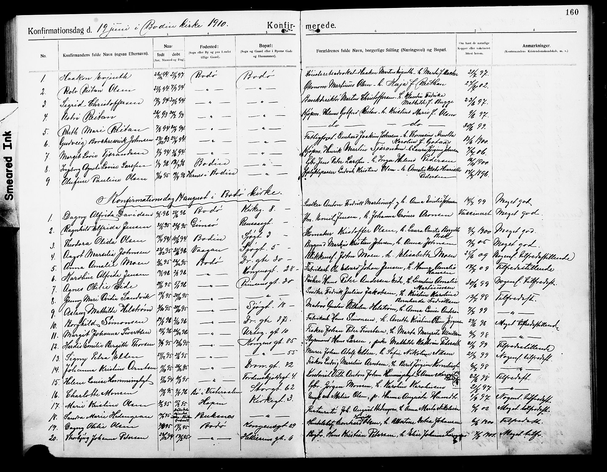 Ministerialprotokoller, klokkerbøker og fødselsregistre - Nordland, SAT/A-1459/801/L0034: Parish register (copy) no. 801C09, 1910-1922, p. 160