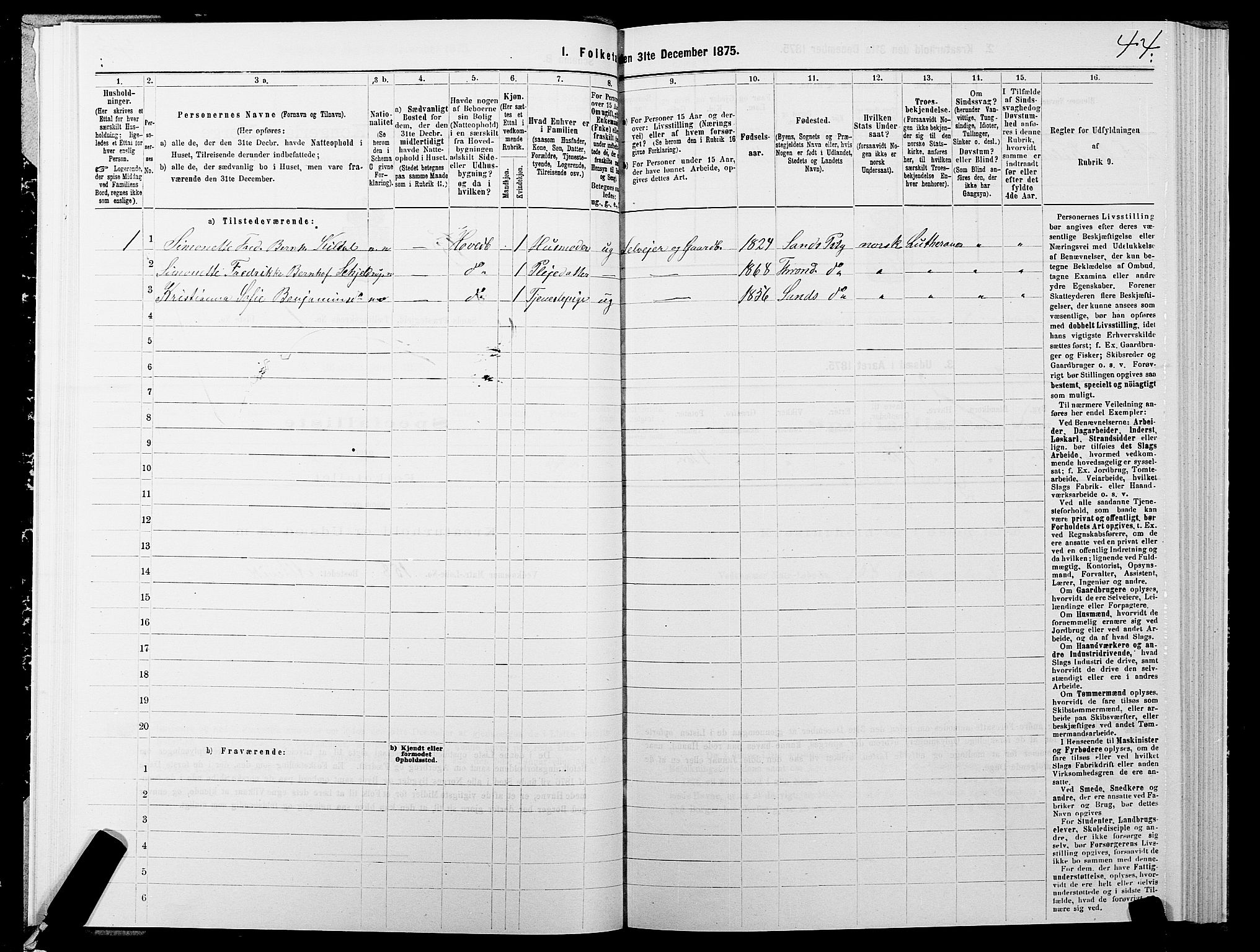 SATØ, 1875 census for 1915P Sand, 1875, p. 1044